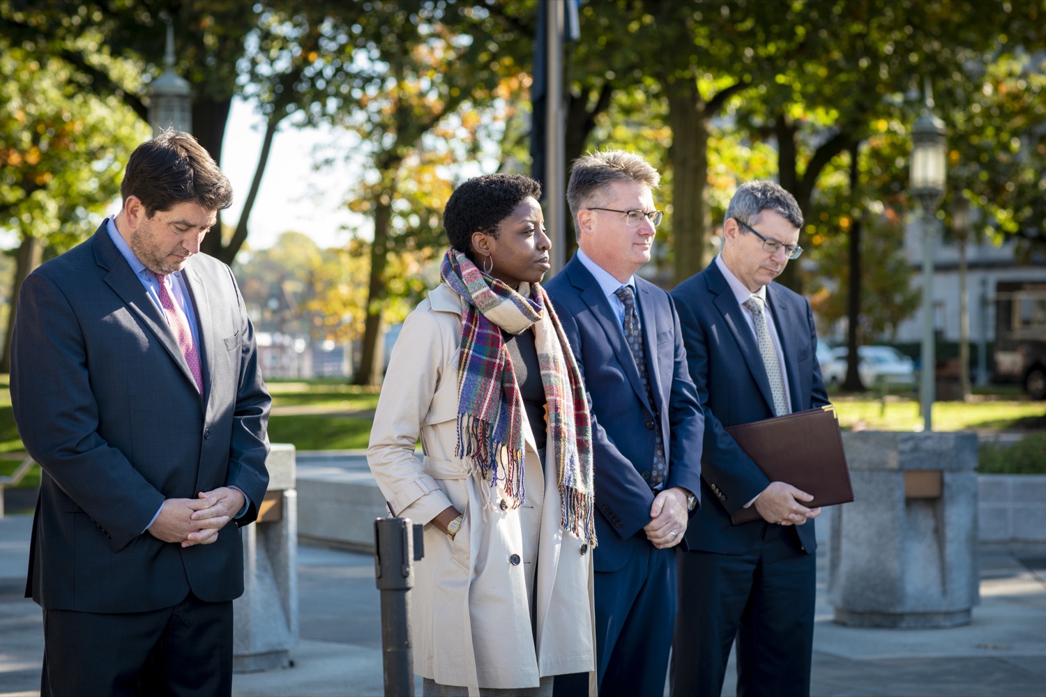 Members of the Drive Electric PA Coalition and the interagency GreenGov Council discuss the future of electric vehicles and efforts to expand supporting infrastructure in Pennsylvania at the Capitol Complex on October 23, 2019.<br><a href="https://filesource.amperwave.net/commonwealthofpa/photo/17449_DGS_DRIVE_ELECTRIC_CZ_04.JPG" target="_blank">⇣ Download Photo</a>