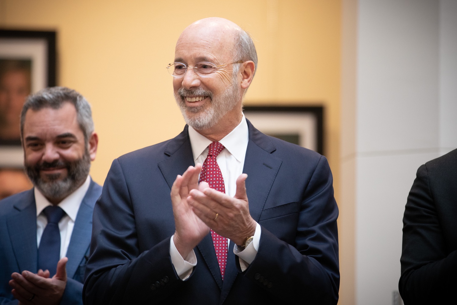 Pennsylvania Governor Tom Wolf meeting with students at the robotics demonstration.  Celebrating the success of the PAsmart workforce development program to create educational opportunities at schools across the commonwealth, Governor Tom Wolf welcomed more than 50 students from the Pennsylvania Rural Robotics Initiative to the Capitol today. The students from nine western Pennsylvania school districts showcased their skills in coding, robotics and drone technology. The Wolf administration awarded the initiative a $299,000 PAsmart Advancing Grant earlier this year. Harrisburg, PA  Tuesday, November 12, 2019<br><a href="https://filesource.amperwave.net/commonwealthofpa/photo/17587_gov_pasmart_rural_robotics_dz_003.jpg" target="_blank">⇣ Download Photo</a>