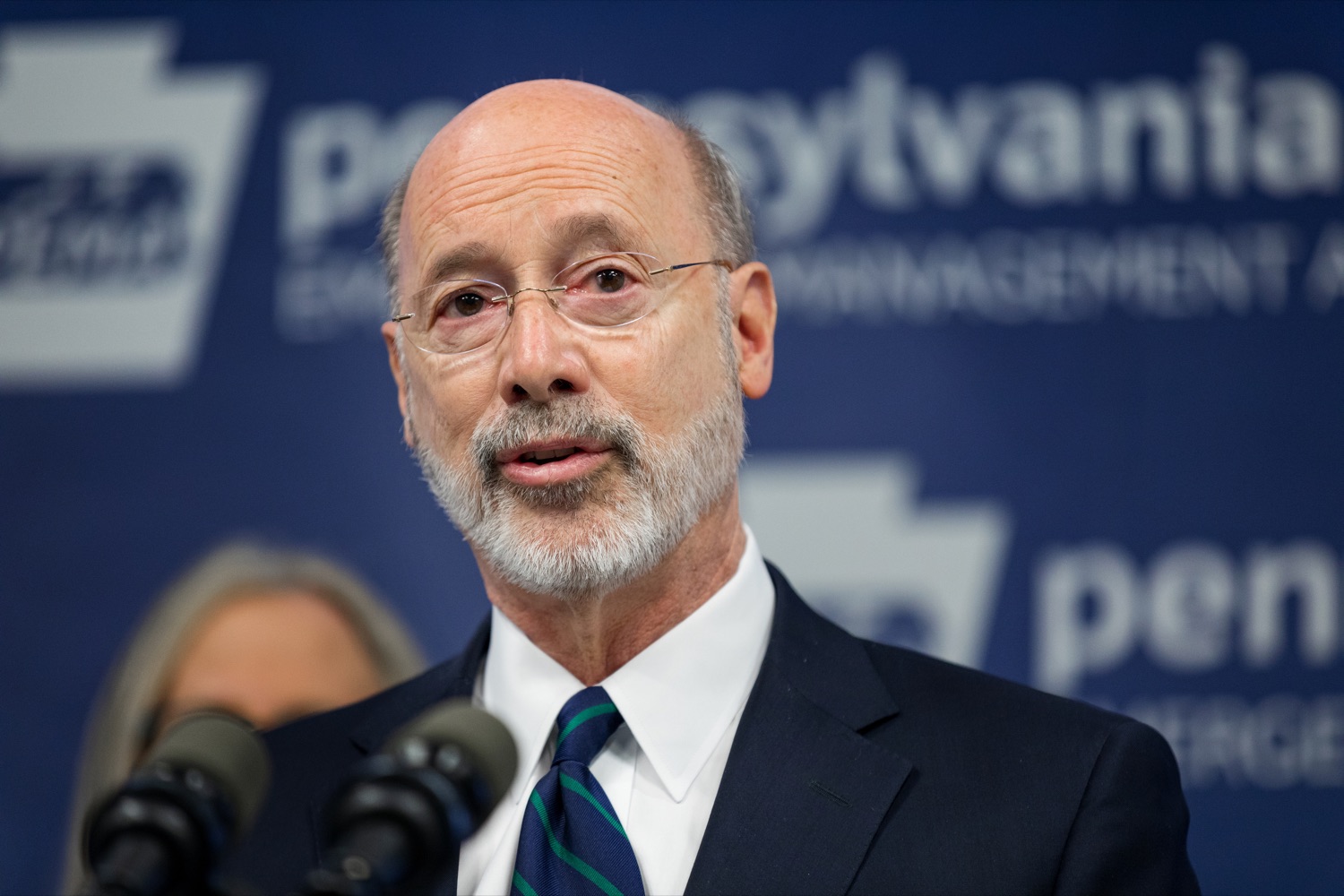 Gov. Tom Wolf speaks during a press conference, which confirmed the first two presumptive positive cases of 2019 Novel Coronavirus (COVID-19) in Pennsylvania and reminded residents that the commonwealth is prepared to respond to community spread of this virus, inside PEMA headquarters on Wednesday, March 4, 2020.<br><a href="https://filesource.amperwave.net/commonwealthofpa/photo/17857_GOV_DOH_Coronavirus_NK_004.JPG" target="_blank">⇣ Download Photo</a>