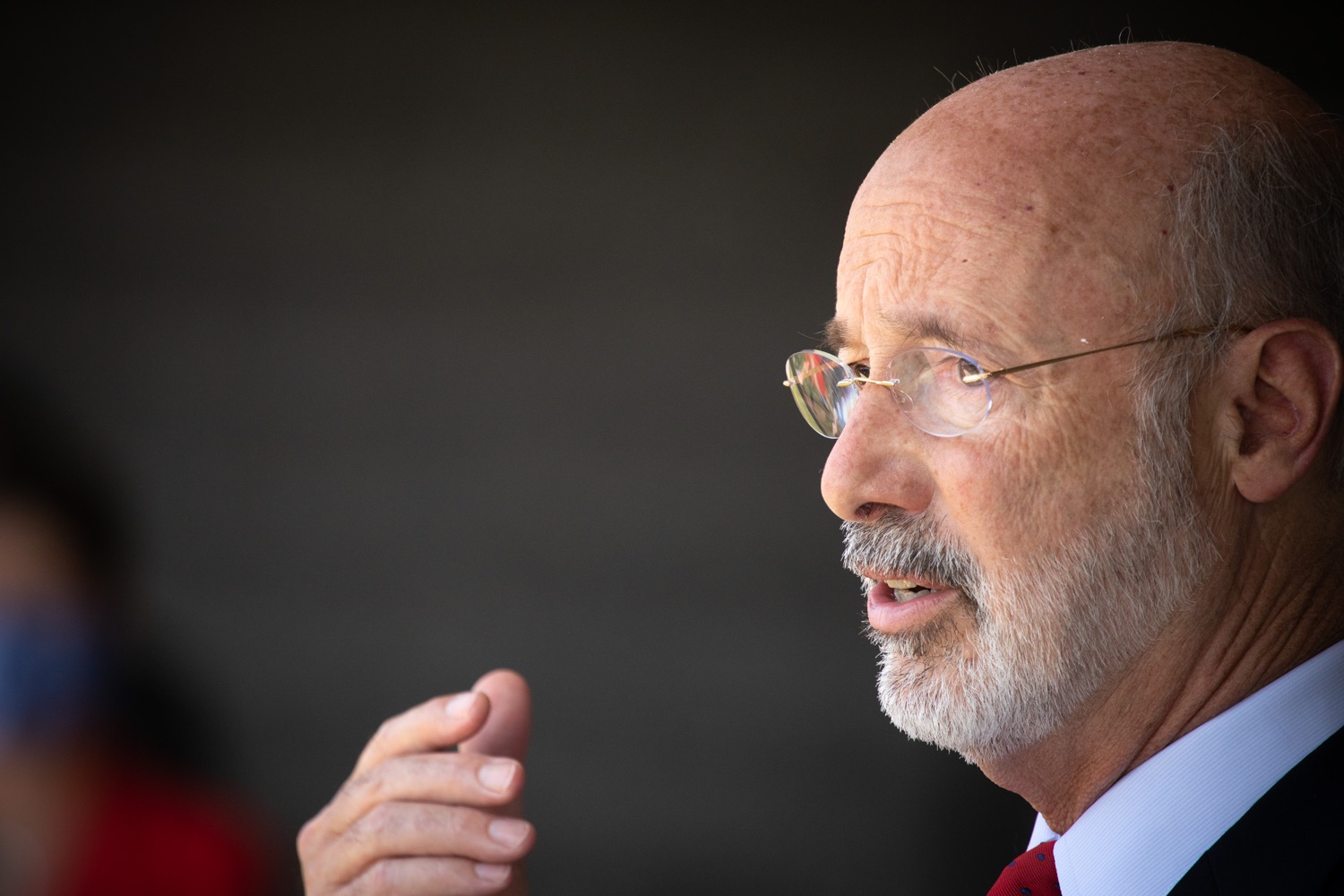 Pennsylvania Governor Tom Wolf speaking with the press.  Governor Tom Wolf visited the child care center at PSECU headquarters in Harrisburg today to announce $53 million in additional financial support for child care providers that have suffered during COVID-19.  Harrisburg, PA  July 6, 2020..<br><a href="https://filesource.amperwave.net/commonwealthofpa/photo/18143_gov_cares_dz_20.jpg" target="_blank">⇣ Download Photo</a>