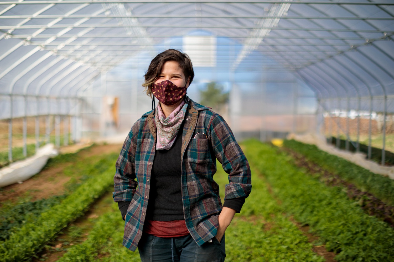 Andeana Gonzales 31, farm hand with Crooked Row Farm, poses for a photograph on the farm in Orefield on Friday, November 20, 2020.<br><a href="https://filesource.amperwave.net/commonwealthofpa/photo/18325_AGRIC_Farm_Show_NK_011.jpg" target="_blank">⇣ Download Photo</a>