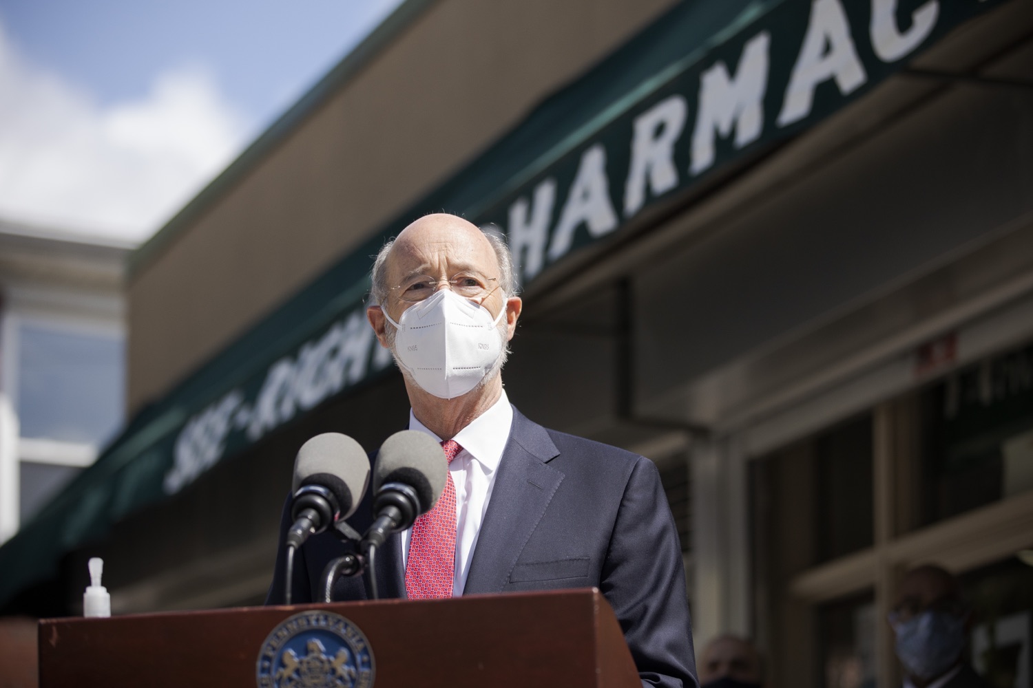 Pennsylvania Governor Tom Wolf speaking with the press.  Governor Tom Wolf today visited See-Right Pharmacy in Harrisburg to learn more about how the local, neighborhood pharmacy is vaccinating community members and to talk about COVID-19 vaccine hesitancy in Pennsylvania. Harrisburg, PA  April 22, 2021<br><a href="https://filesource.amperwave.net/commonwealthofpa/photo/18704_gov_seeRight_dz_006.jpg" target="_blank">⇣ Download Photo</a>