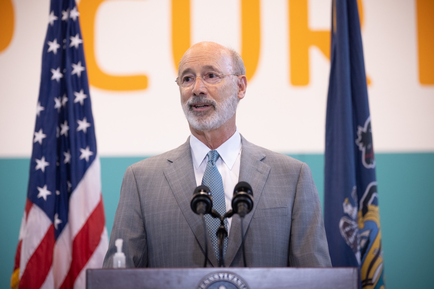Pennsylvania Governor Tom Wolf speaking with the press.  With some politicians spreading lies about our elections to divide us, Governor Tom Wolf today vowed to protect the freedom to vote and oppose legislation that would create barriers to voting and silence the voices of some Pennsylvanians. These are the same lies that led directly to the appalling assault on our U.S. Capitol and our democracy on January 6, and now, just a few short months later, the same people who fomented, encouraged, and joined that mob are again emerging to undermine the fabric of our nation.   Harrisburg, PA  June 9, 2021<br><a href="https://filesource.amperwave.net/commonwealthofpa/photo/18815_gov_voterRights_dz_003.jpg" target="_blank">⇣ Download Photo</a>