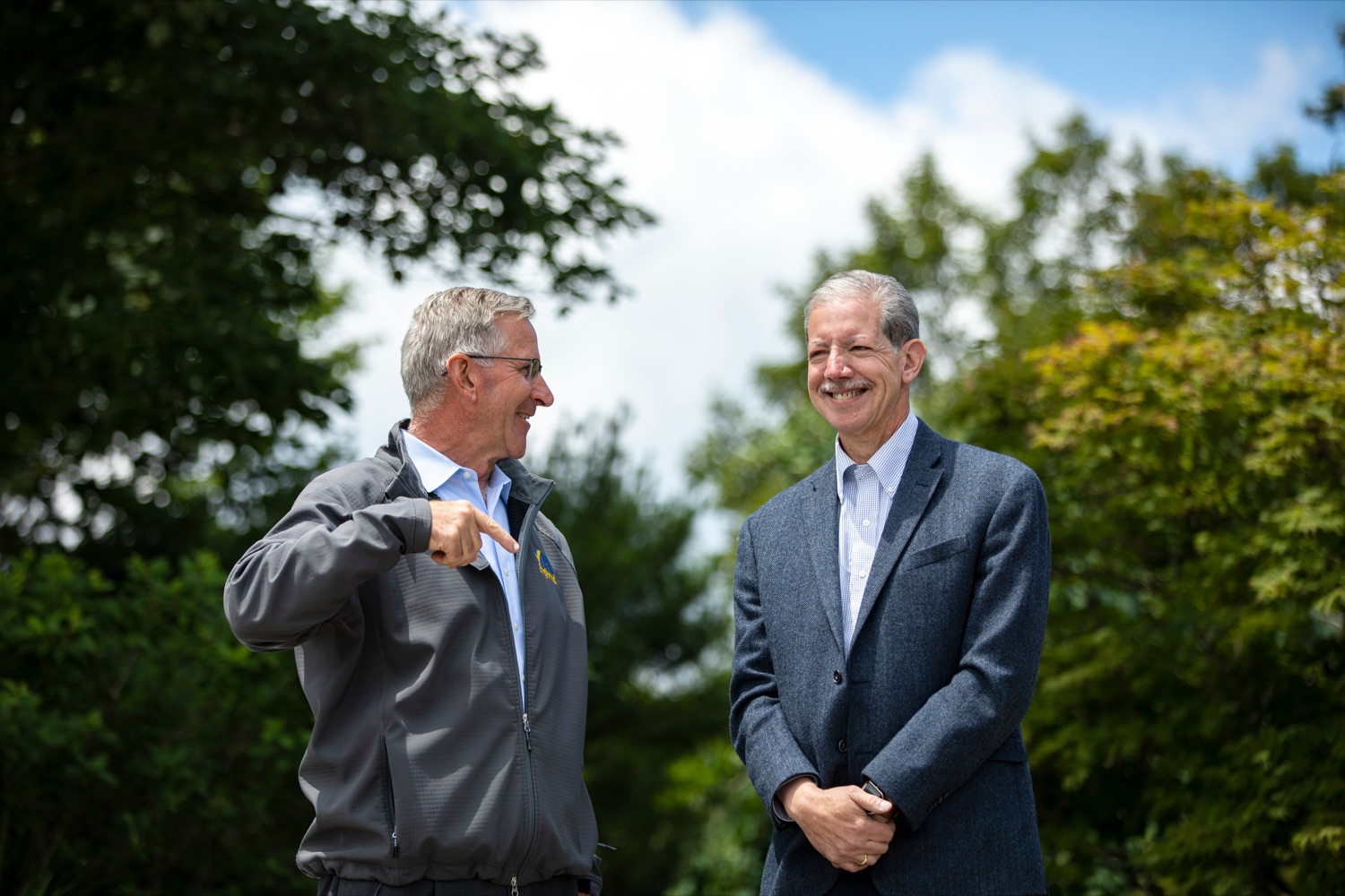 Dept. of Agriculture Secretary Russell Redding talks with U.S. Department of Agriculture Deputy Administrator Carlos Martinez, during a press conference at Eichenlaub Inc. in Allegheny County, on Tuesday, June 22, 2021.<br><a href="https://filesource.amperwave.net/commonwealthofpa/photo/18842_AGRIC_SLF_NK_006.jpg" target="_blank">⇣ Download Photo</a>