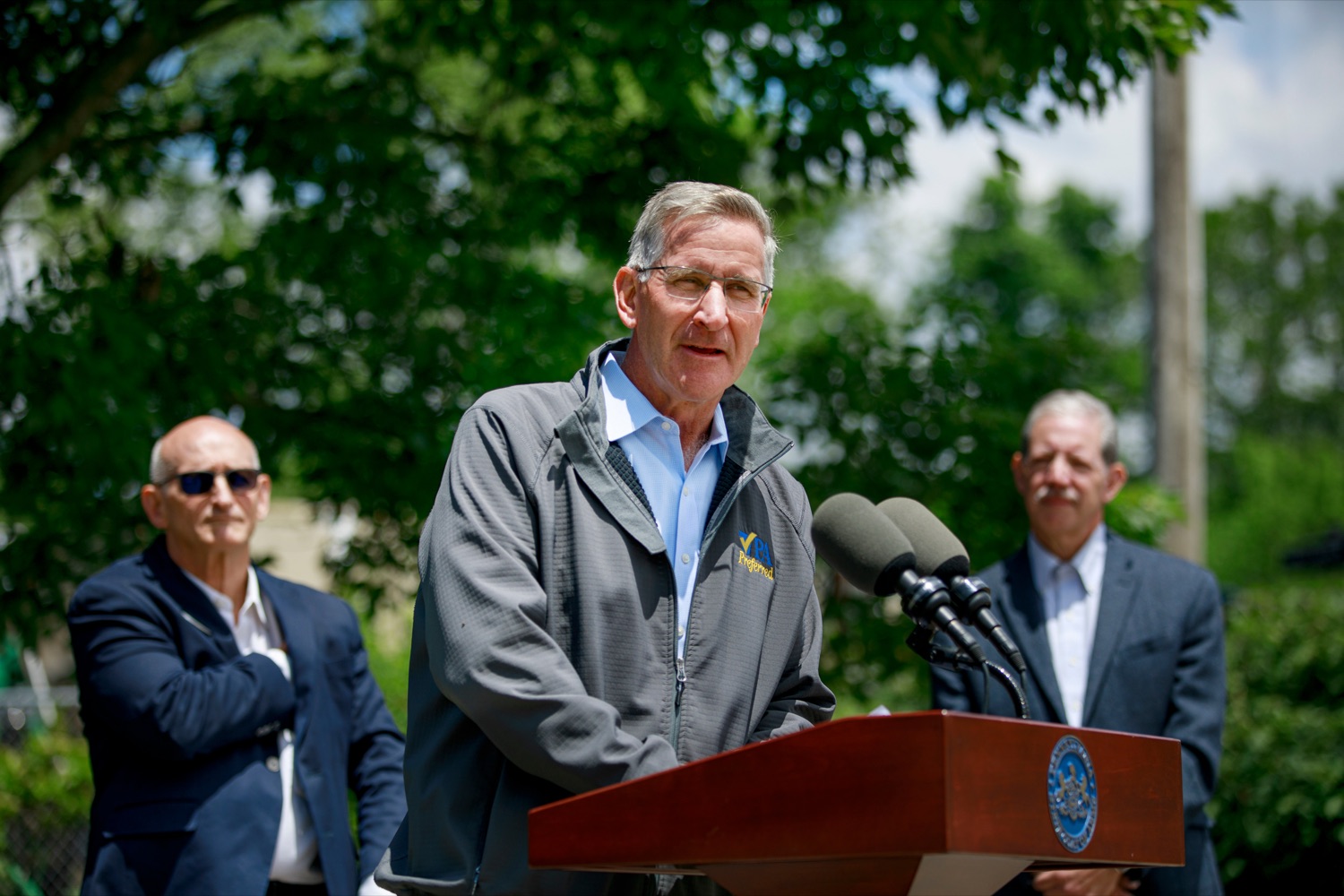 Dept. of Agriculture Secretary Russell Redding speaks during a press conference, which provided an update on the state of spotted lanternfly in Pennsylvania and the path to beating this invasive specie, at Eichenlaub Inc. in Allegheny County, on Tuesday, June 22, 2021.<br><a href="https://filesource.amperwave.net/commonwealthofpa/photo/18842_AGRIC_SLF_NK_016.jpg" target="_blank">⇣ Download Photo</a>