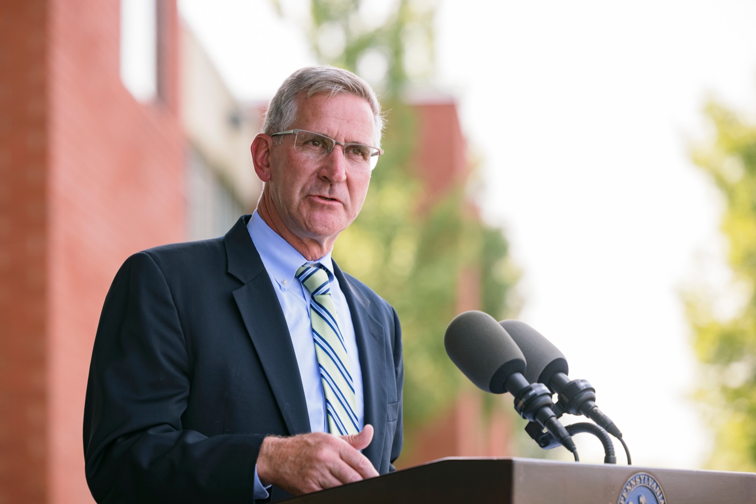 PA Dept. of Agriculture Secretary Russell Redding speaks during a press conference, which highlighted the success of Pennsylvania's farm to school programs, at Hill Top Academy in Mechanicsburg on Friday, August 27, 2021.<br><a href="https://filesource.amperwave.net/commonwealthofpa/photo/19054_AGRIC_FarmToSchool_NK_005.jpg" target="_blank">⇣ Download Photo</a>