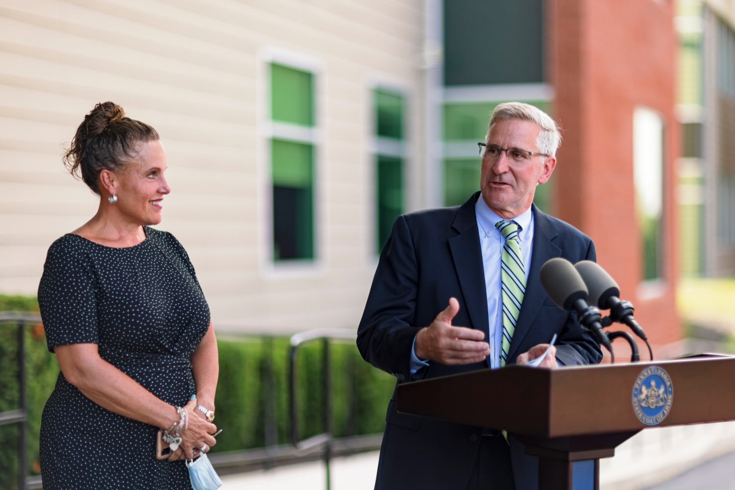 PA Dept. of Agriculture Secretary Russell Redding speaks during a press conference, which highlighted the success of Pennsylvania's farm to school programs, at Hill Top Academy in Mechanicsburg on Friday, August 27, 2021.<br><a href="https://filesource.amperwave.net/commonwealthofpa/photo/19054_AGRIC_FarmToSchool_NK_010.jpg" target="_blank">⇣ Download Photo</a>