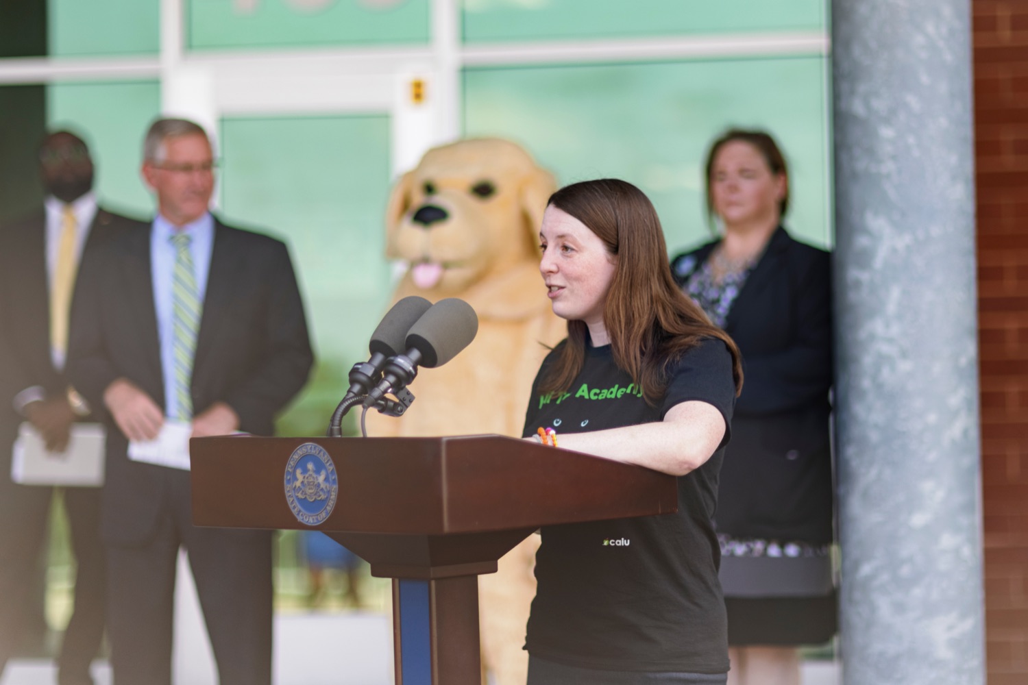 Jennifer Sciacca, of Hill Top Academy and grant project manager of Farm to School, speaks during a press conference, which highlighted the success of Pennsylvania's farm to school programs, at Hill Top Academy in Mechanicsburg on Friday, August 27, 2021.<br><a href="https://filesource.amperwave.net/commonwealthofpa/photo/19054_AGRIC_FarmToSchool_NK_018.jpg" target="_blank">⇣ Download Photo</a>