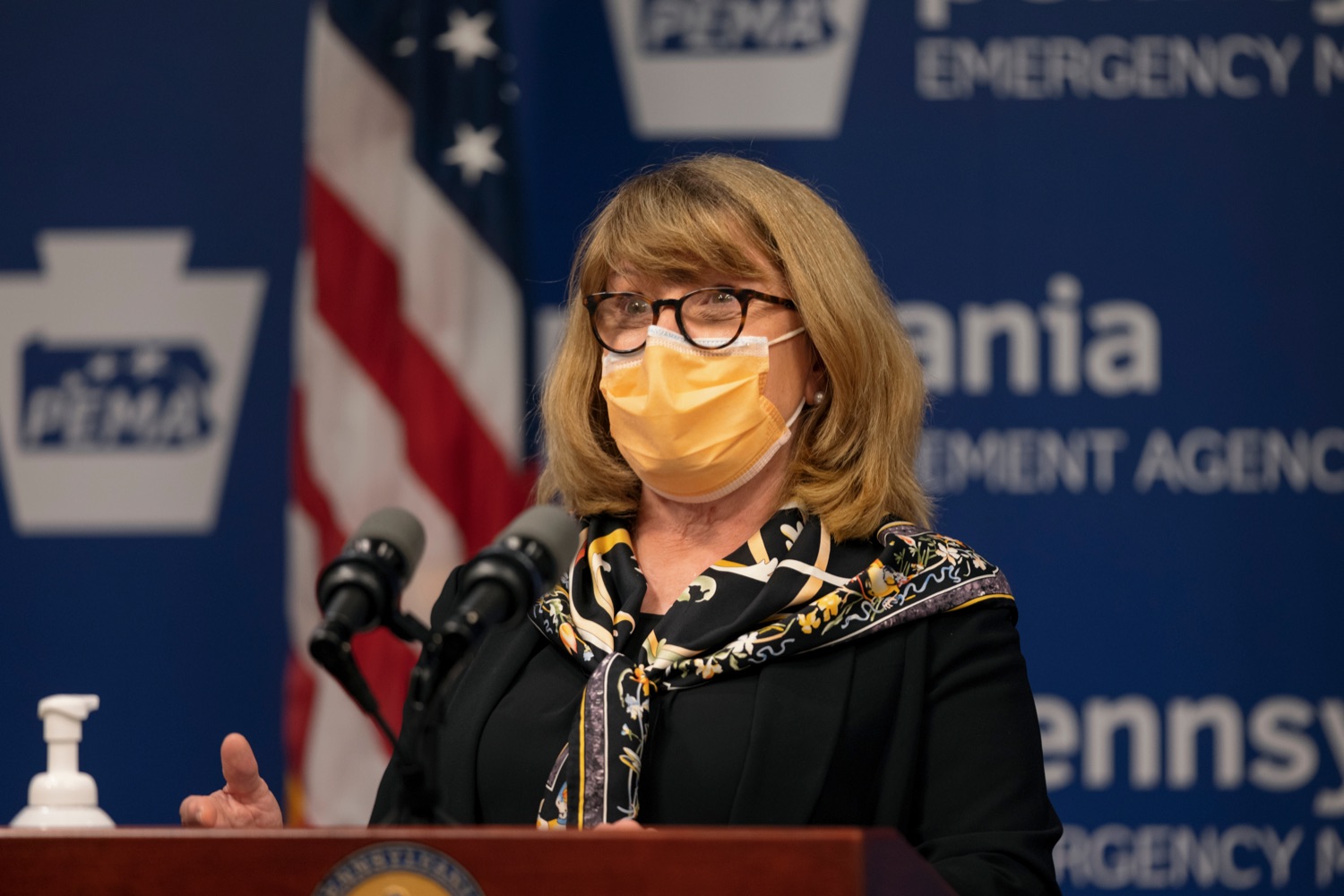 President of the Pennsylvania Chapter of the American Academy of Pediatrics Dr. Trude Haecker speaks during a press conference, which discussed the current state of COVID-19 and a new Secretary of Health order requiring masks to be worn inside K-12 school buildings, early learning programs and child care providers, inside Pennsylvania Emergency Management Agency in Harrisburg on Tuesday, August 31, 2021.<br><a href="https://filesource.amperwave.net/commonwealthofpa/photo/19089_GOV_School_Masking_NK_008.jpg" target="_blank">⇣ Download Photo</a>