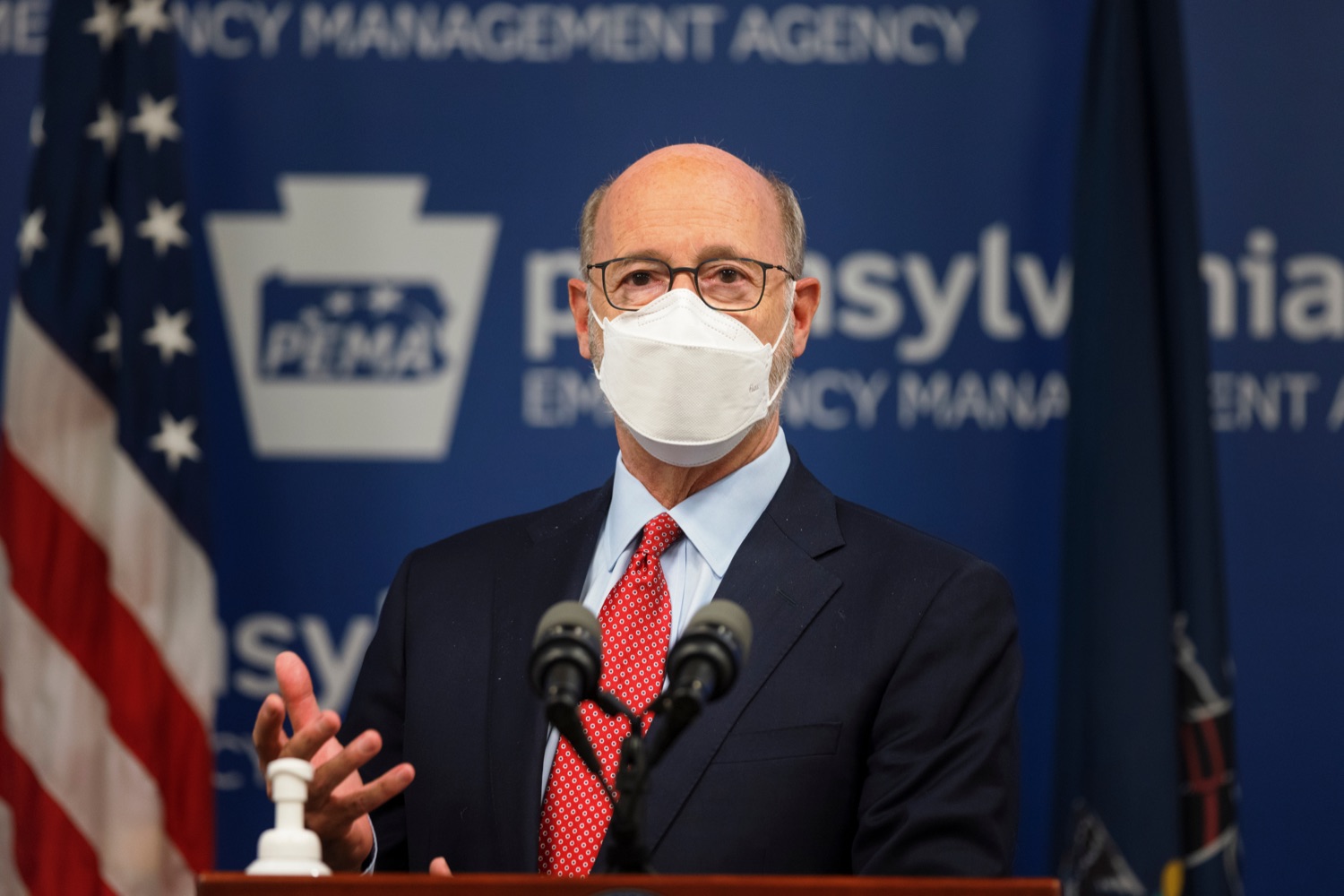 Governor Tom Wolf speaks during a press conference, which discussed the current state of COVID-19 and a new Secretary of Health order requiring masks to be worn inside K-12 school buildings, early learning programs and child care providers, inside Pennsylvania Emergency Management Agency in Harrisburg on Tuesday, August 31, 2021.<br><a href="https://filesource.amperwave.net/commonwealthofpa/photo/19089_GOV_School_Masking_NK_011.jpg" target="_blank">⇣ Download Photo</a>