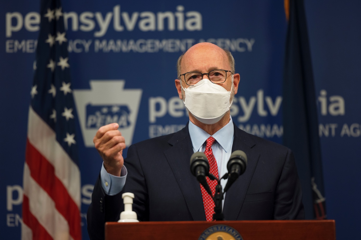 Governor Tom Wolf speaks during a press conference, which discussed the current state of COVID-19 and a new Secretary of Health order requiring masks to be worn inside K-12 school buildings, early learning programs and child care providers, inside Pennsylvania Emergency Management Agency in Harrisburg on Tuesday, August 31, 2021.<br><a href="https://filesource.amperwave.net/commonwealthofpa/photo/19089_GOV_School_Masking_NK_013.jpg" target="_blank">⇣ Download Photo</a>