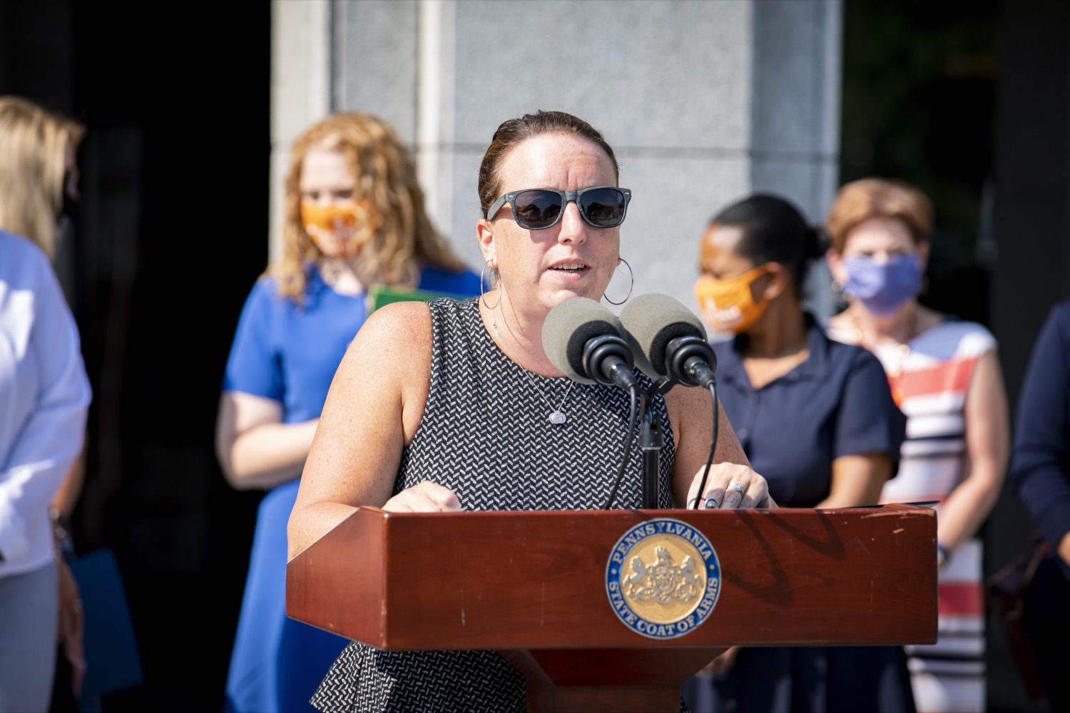 Meg Snead, Acting Secretary for the Department of Human Services, discusses how the pandemic has led to a rise in charitable food need, stresses the importance of addressing hunger in Pennsylvania, in Harrisburg, PA on September 15, 2021.<br><a href="https://filesource.amperwave.net/commonwealthofpa/photo/19104_dhs_hungerAction_cz_09.JPG" target="_blank">⇣ Download Photo</a>
