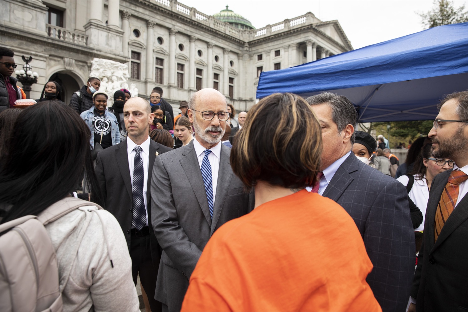 Governor Tom Wolf, joined by CeaseFirePA and more than 200 Pennsylvanians at the Capitol, calls for legislative action to save lives against gun violence, in Harrisburg, PA on April 26, 2022.<br><a href="https://filesource.amperwave.net/commonwealthofpa/photo/20782_gov_ceaseFirePA_09.JPG" target="_blank">⇣ Download Photo</a>