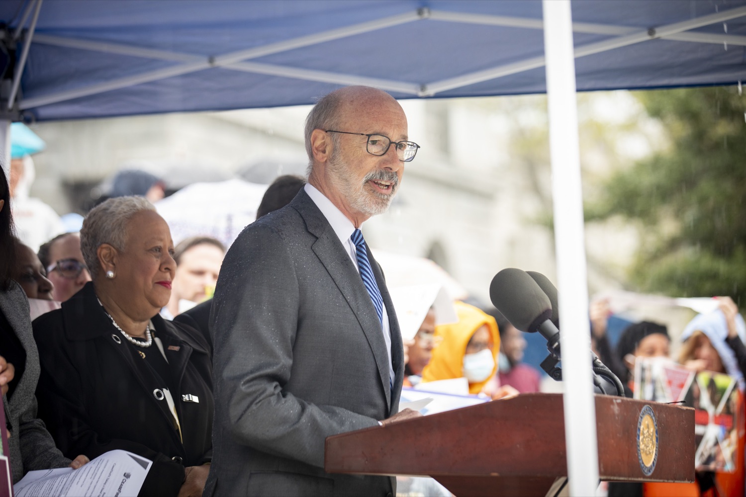 Governor Tom Wolf, joined by CeaseFirePA and more than 200 Pennsylvanians at the Capitol, calls for legislative action to save lives against gun violence, in Harrisburg, PA on April 26, 2022.<br><a href="https://filesource.amperwave.net/commonwealthofpa/photo/20782_gov_ceaseFirePA_13.JPG" target="_blank">⇣ Download Photo</a>
