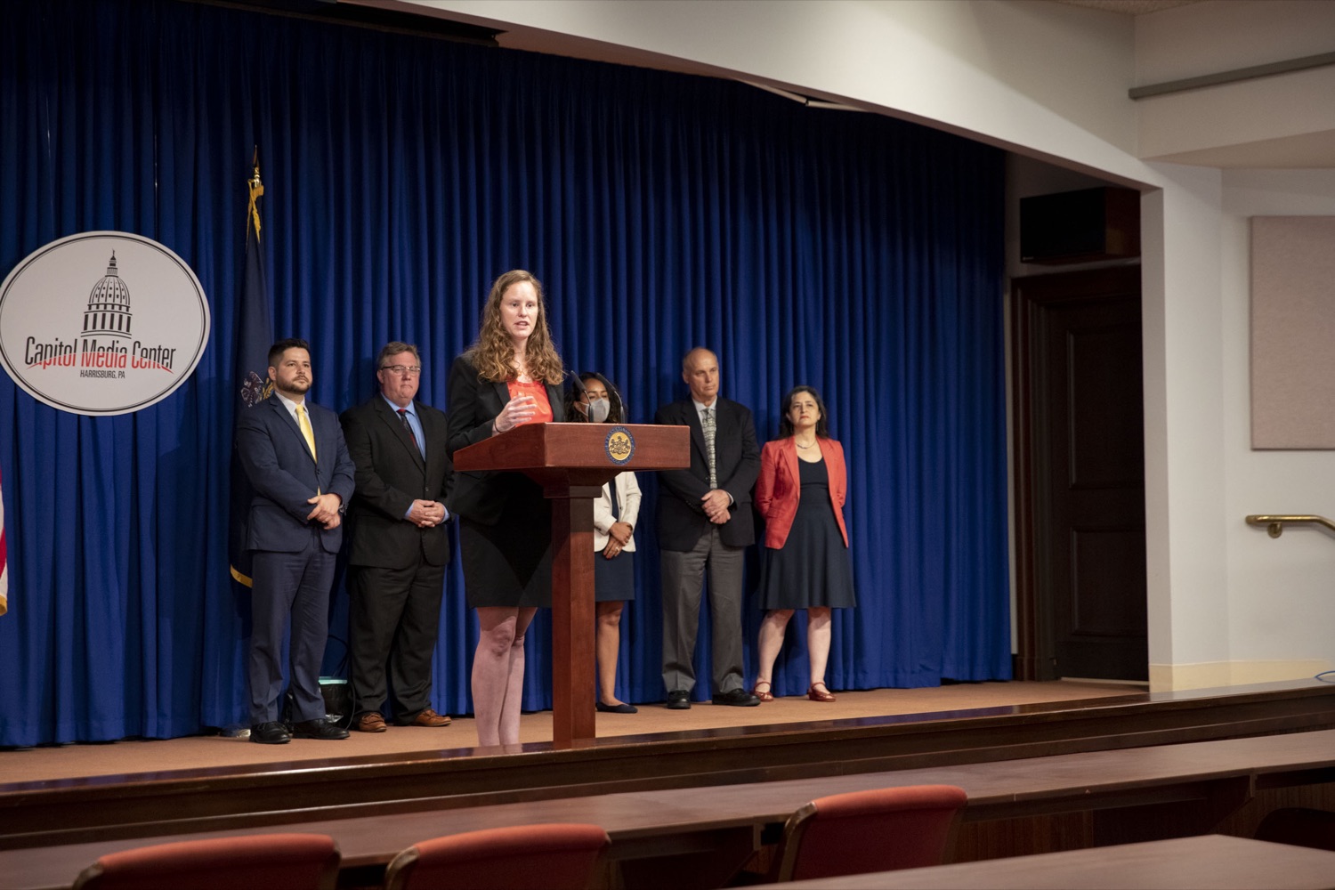 Pennsylvania Executive Director of Teach Plus Laura Boyce discusses the Department of Education's plan to recruit and retain educators in Pennsylvania, in Harrisburg, PA on July 18, 2022.<br><a href="https://filesource.amperwave.net/commonwealthofpa/photo/20975_pde_workforceStrategy_03.jpg" target="_blank">⇣ Download Photo</a>