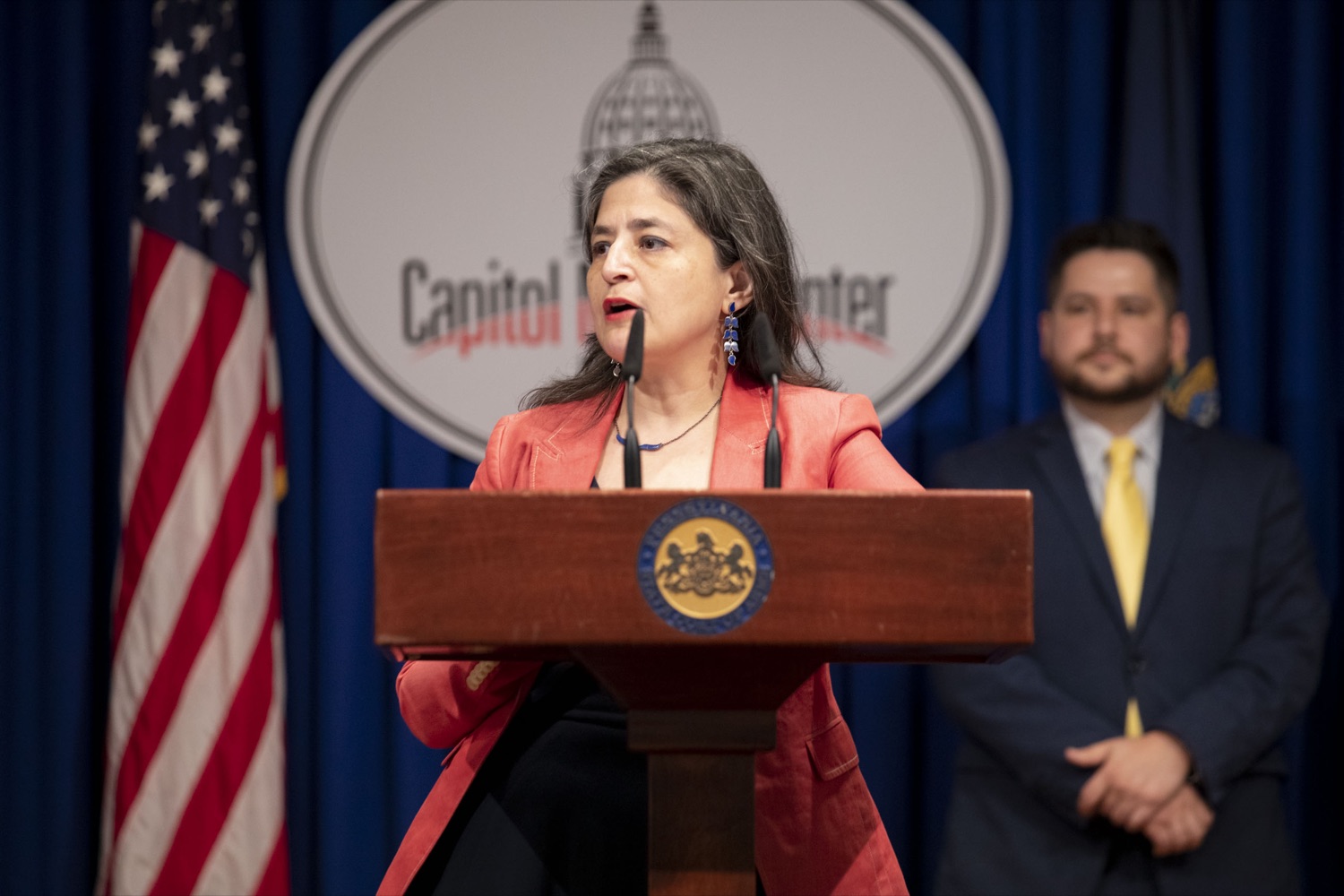 Dr. Tanya Garcia, Deputy Secretary and Commissioner for Postsecondary and Higher Education, discusses the Department of Education's plan to recruit and retain educators in Pennsylvania, in Harrisburg, PA on July 18, 2022.<br><a href="https://filesource.amperwave.net/commonwealthofpa/photo/20975_pde_workforceStrategy_08.jpg" target="_blank">⇣ Download Photo</a>
