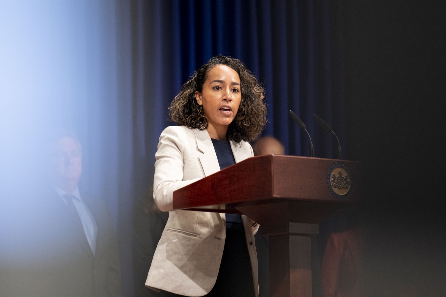 Dr. Andrea Terrero Gabbadon, Pennsylvania Educator Diversity Consortium, discusses the Department of Education's plan to recruit and retain educators in Pennsylvania, in Harrisburg, PA on July 18, 2022.<br><a href="https://filesource.amperwave.net/commonwealthofpa/photo/20975_pde_workforceStrategy_14.jpg" target="_blank">⇣ Download Photo</a>