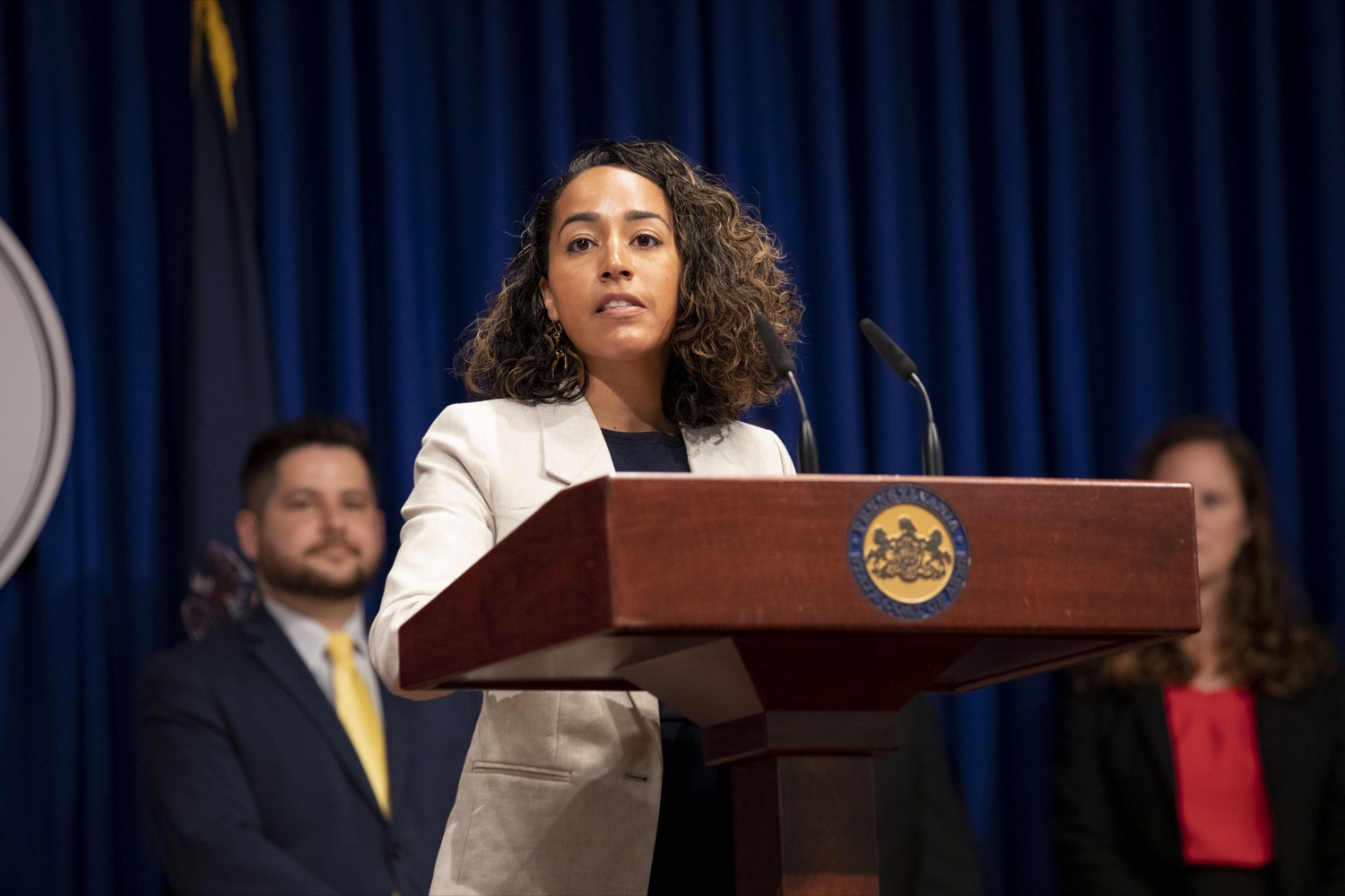 Dr. Andrea Terrero Gabbadon, Pennsylvania Educator Diversity Consortium, discusses the Department of Education's plan to recruit and retain educators in Pennsylvania, in Harrisburg, PA on July 18, 2022.<br><a href="https://filesource.amperwave.net/commonwealthofpa/photo/20975_pde_workforceStrategy_15.jpg" target="_blank">⇣ Download Photo</a>