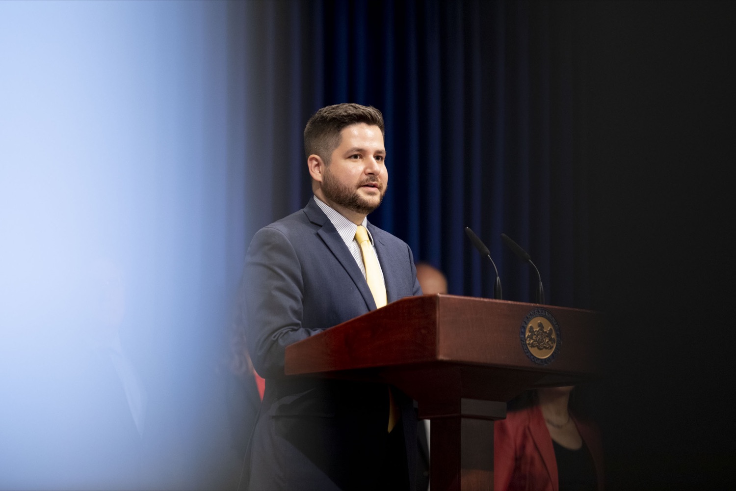 Acting Secretary of Education Eric Hagarty unveils the Department of Education's strategic plan to recruit and retain educators in Pennsylvania, in Harrisburg, PA on July 18, 2022.<br><a href="https://filesource.amperwave.net/commonwealthofpa/photo/20975_pde_workforceStrategy_16.jpg" target="_blank">⇣ Download Photo</a>