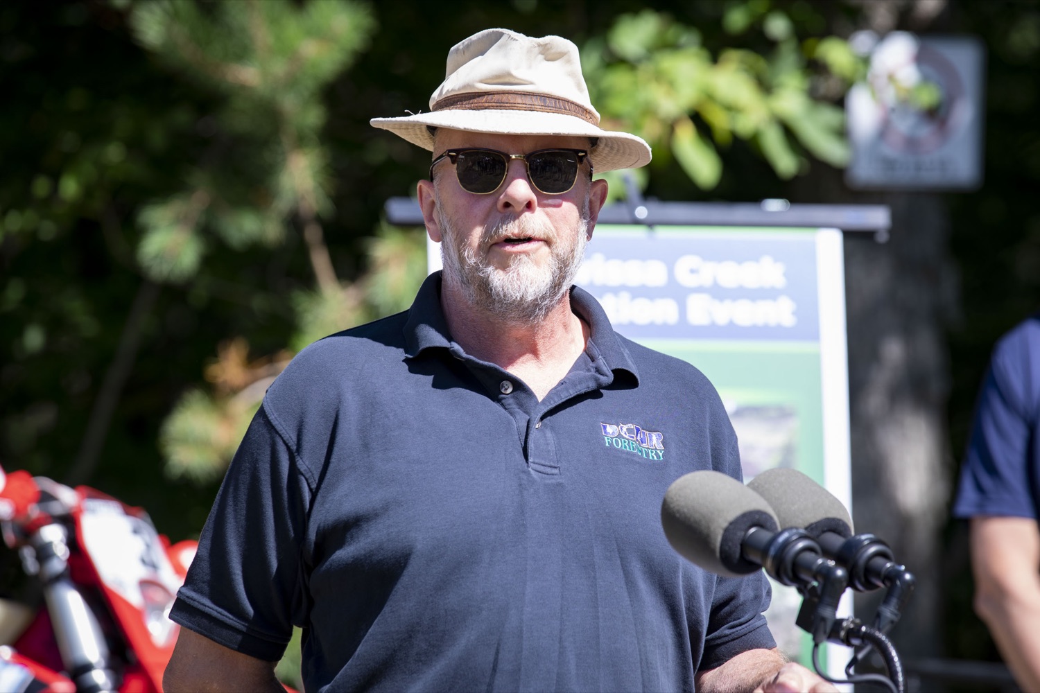 Weiser District Forester Tim Ladner discusses the acquisition of a 5,600-acre tract of land that will be developed into a new motorized recreation area, in McAdoo, PA on August 12, 2022.<br><a href="https://filesource.amperwave.net/commonwealthofpa/photo/22090_dcnr_RecreationArea_14.jpg" target="_blank">⇣ Download Photo</a>