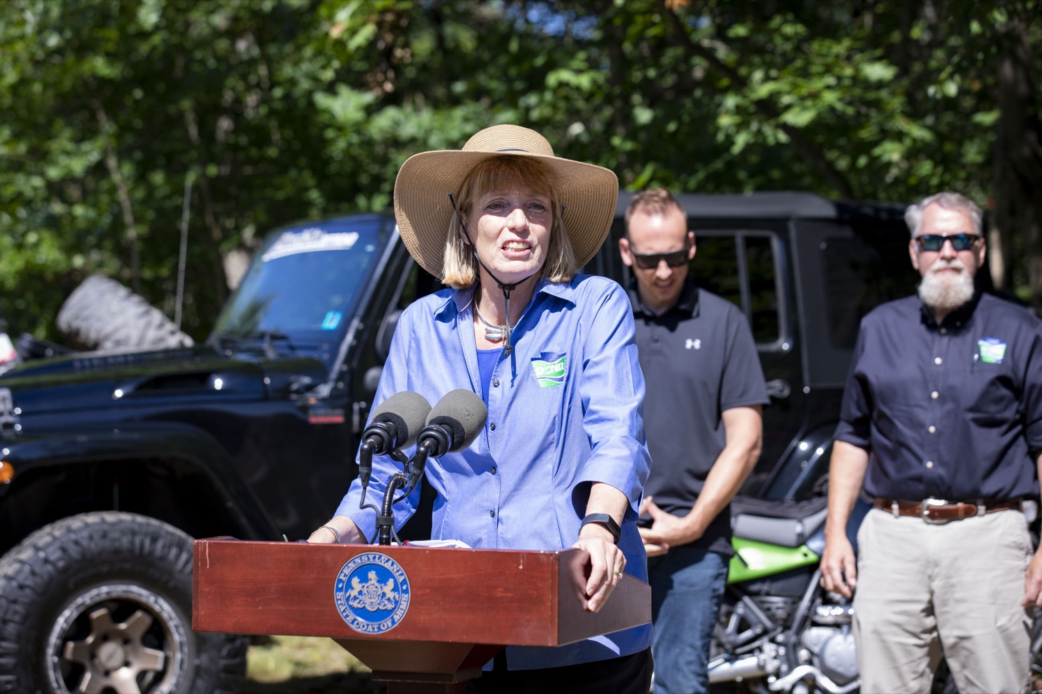 DCNR Secretary Cindy Adams Dunn announces a new motorized recreation area in Weiser State Forest District that will expand opportunities for ATVs, dirt bikes, off-highway vehicles, and other forms of recreation  in McAdoo, PA on August 12, 2022.<br><a href="https://filesource.amperwave.net/commonwealthofpa/photo/22090_dcnr_RecreationArea_16.jpg" target="_blank">⇣ Download Photo</a>