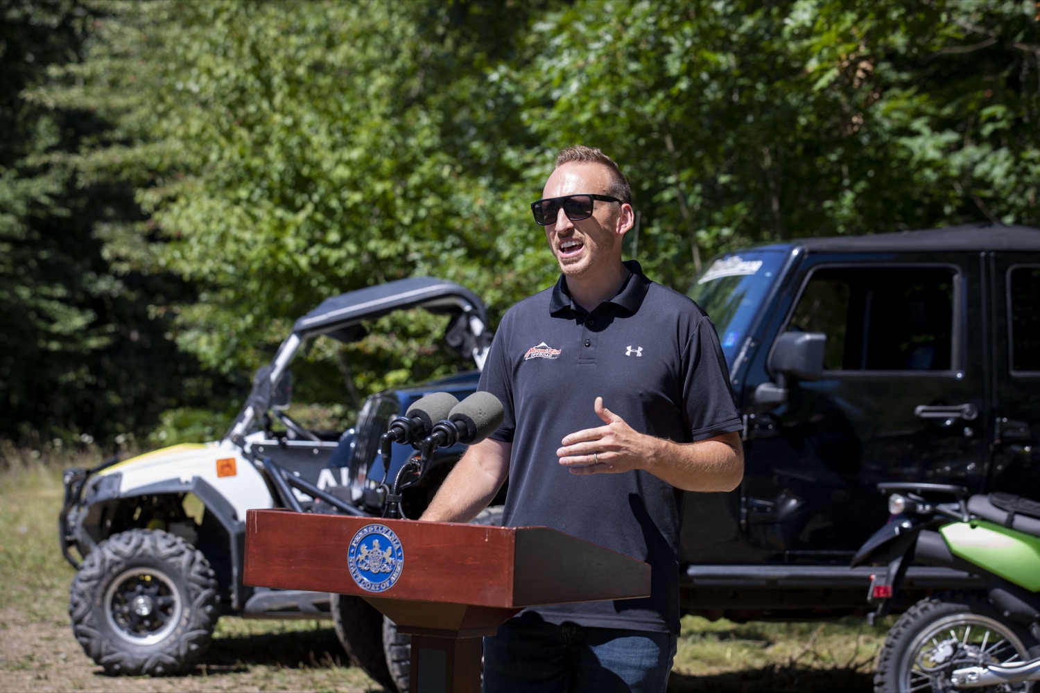 Mike Cashman of Mount Zion Offroad discusses the acquisition of a 5,600-acre tract of land that will be developed into a new motorized recreation area, in McAdoo, PA on August 12, 2022.<br><a href="https://filesource.amperwave.net/commonwealthofpa/photo/22090_dcnr_RecreationArea_25.jpg" target="_blank">⇣ Download Photo</a>