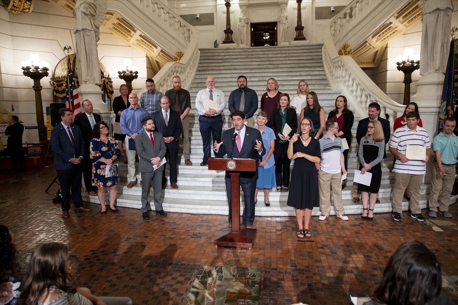 Mike Walsh, DCNR Deputy Secretary for Administration, congratulates the individuals working towards healthy and environmentally friendly schools, in Harrisburg, PA on September 20, 2022.<br><a href="https://filesource.amperwave.net/commonwealthofpa/photo/22151_dcnr_pathways_cz_04.jpg" target="_blank">⇣ Download Photo</a>