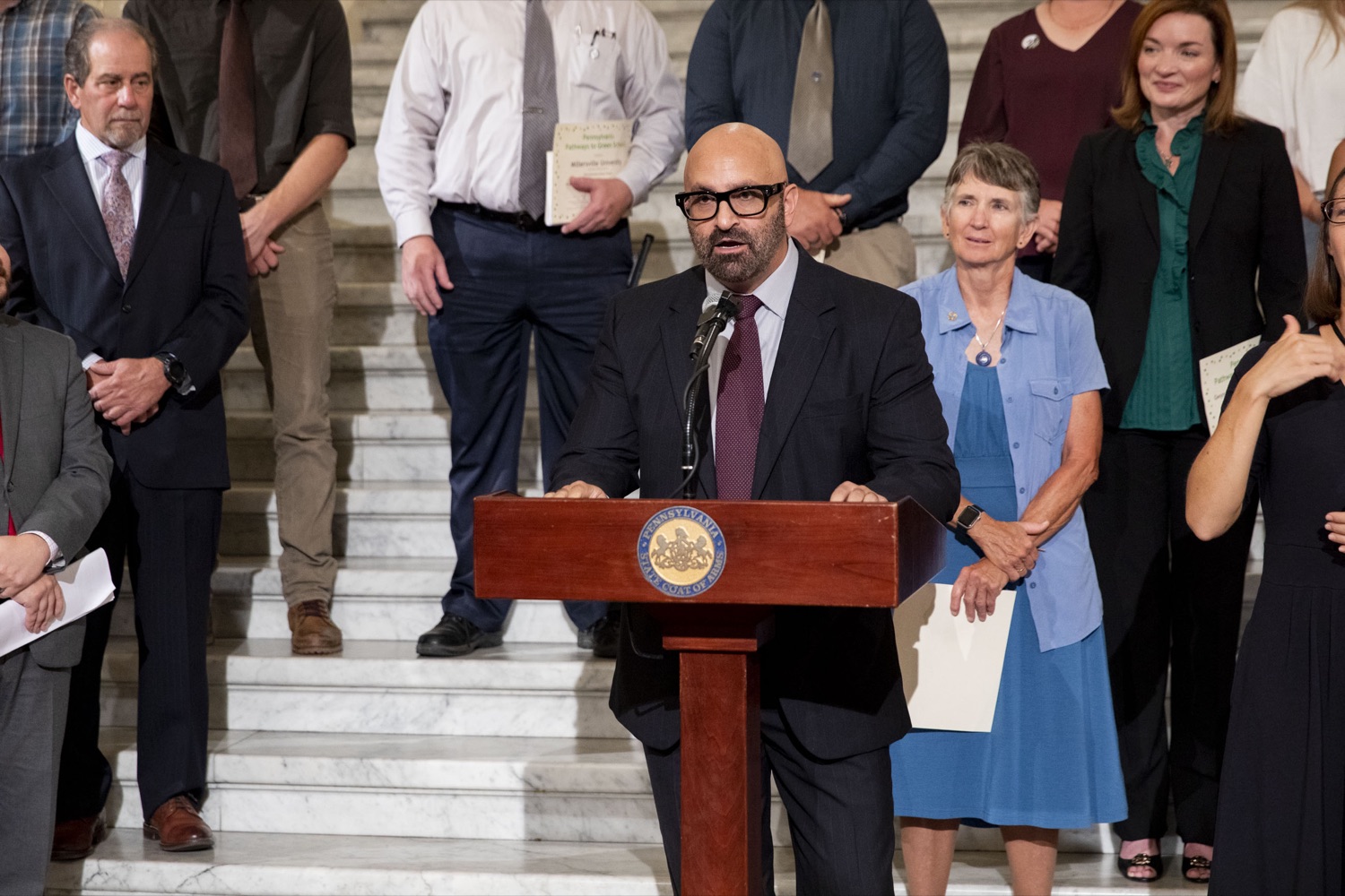 Ramez Ziadeh, Acting Secretary, Department of Environmental Protection, congratulates the individuals working towards healthy and environmentally friendly schools, in Harrisburg, PA on September 20, 2022.<br><a href="https://filesource.amperwave.net/commonwealthofpa/photo/22151_dcnr_pathways_cz_07.jpg" target="_blank">⇣ Download Photo</a>
