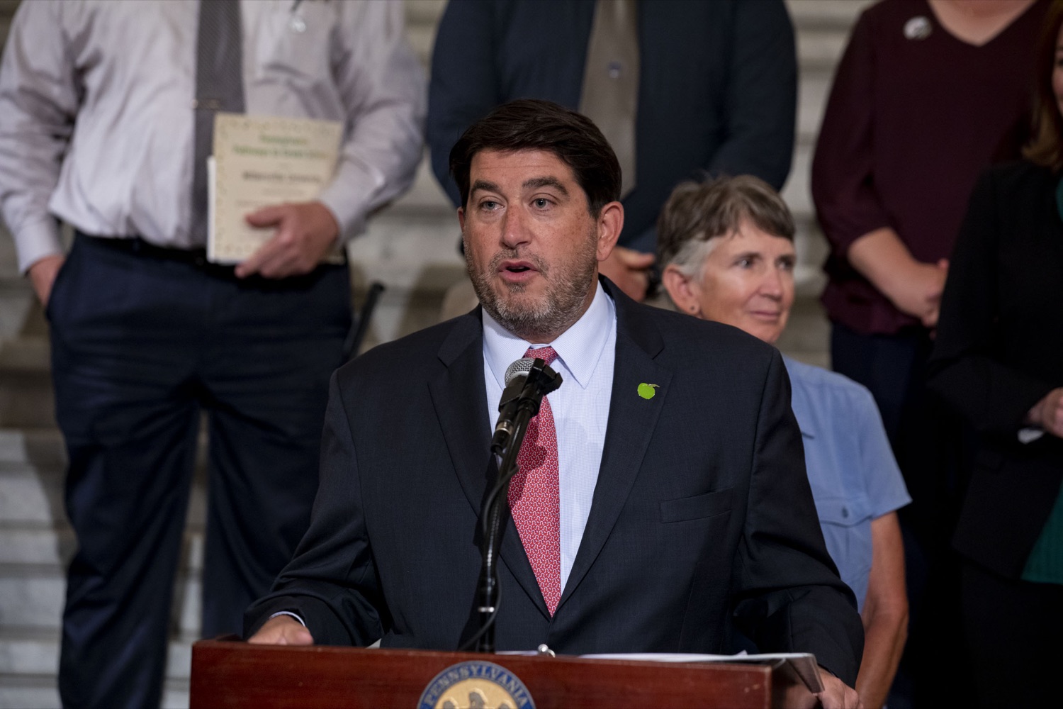 Mike Walsh, DCNR Deputy Secretary for Administration, congratulates the individuals working towards healthy and environmentally friendly schools, in Harrisburg, PA on September 20, 2022.<br><a href="https://filesource.amperwave.net/commonwealthofpa/photo/22151_dcnr_pathways_cz_16.jpg" target="_blank">⇣ Download Photo</a>