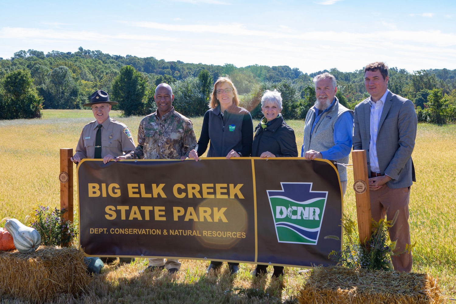 John Hallas - State Parks Director with DCNR, Todd Pride - President of Legacy Land & Water Foundation, Cindy Adams Dunn - Secretary of DCNR, Senator Carolyn Comitta, John Norbeck - Deputy Secretary DCNR, Josh Maxwell - Chester County Commissioner<br><a href="https://filesource.amperwave.net/commonwealthofpa/photo/22226_DCNR_ChesterCounty_ERD_32.jpg" target="_blank">⇣ Download Photo</a>