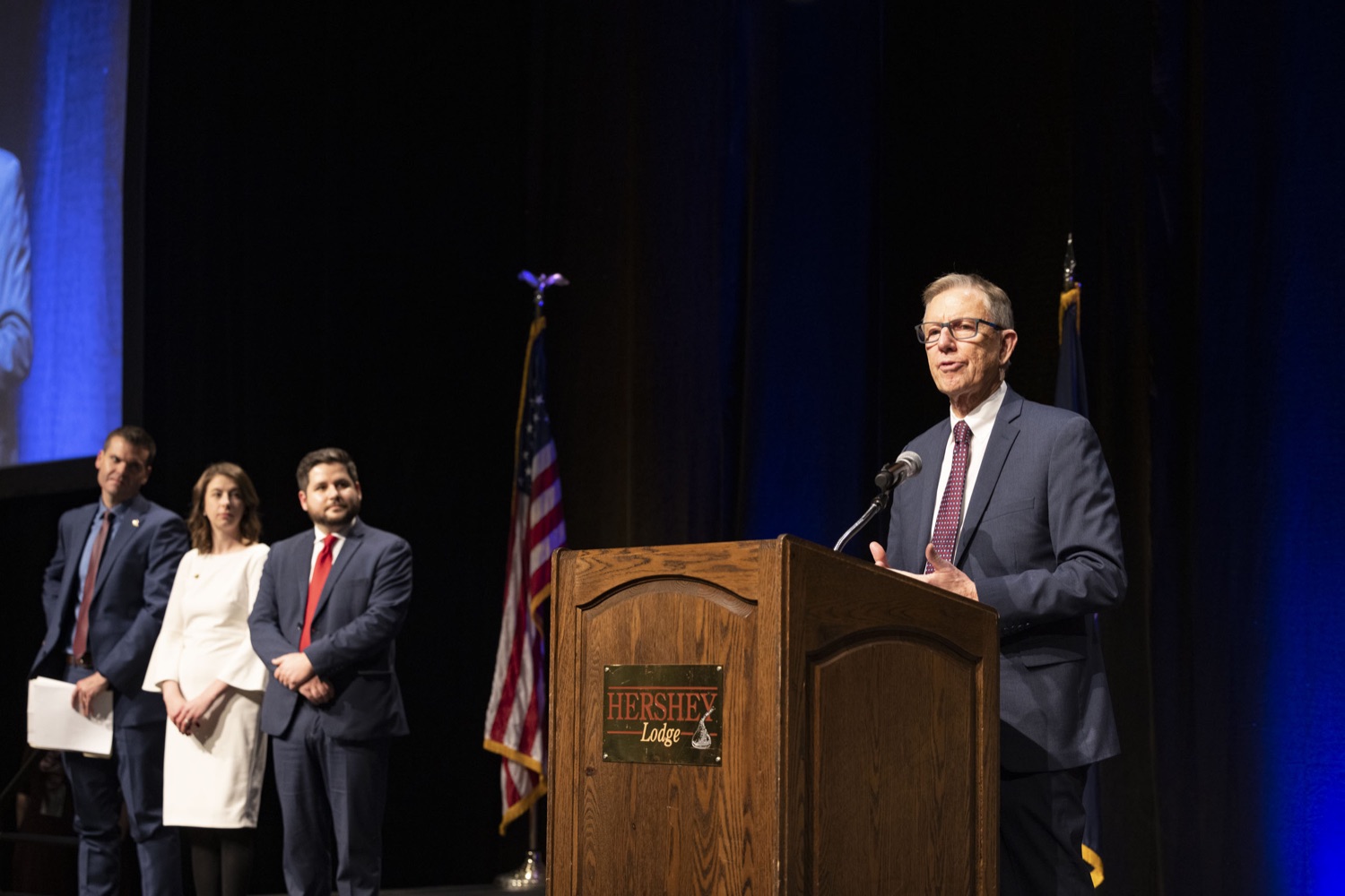 PDE Special Assistant to the Acting Secretary David Volkman makes opening remarks at the 2023 Pennsylvania Teacher of the Year awards, in Hershey, PA on December 5, 2022.<br><a href="https://filesource.amperwave.net/commonwealthofpa/photo/22364_pde_teacherOfTheYear_03.jpg" target="_blank">⇣ Download Photo</a>