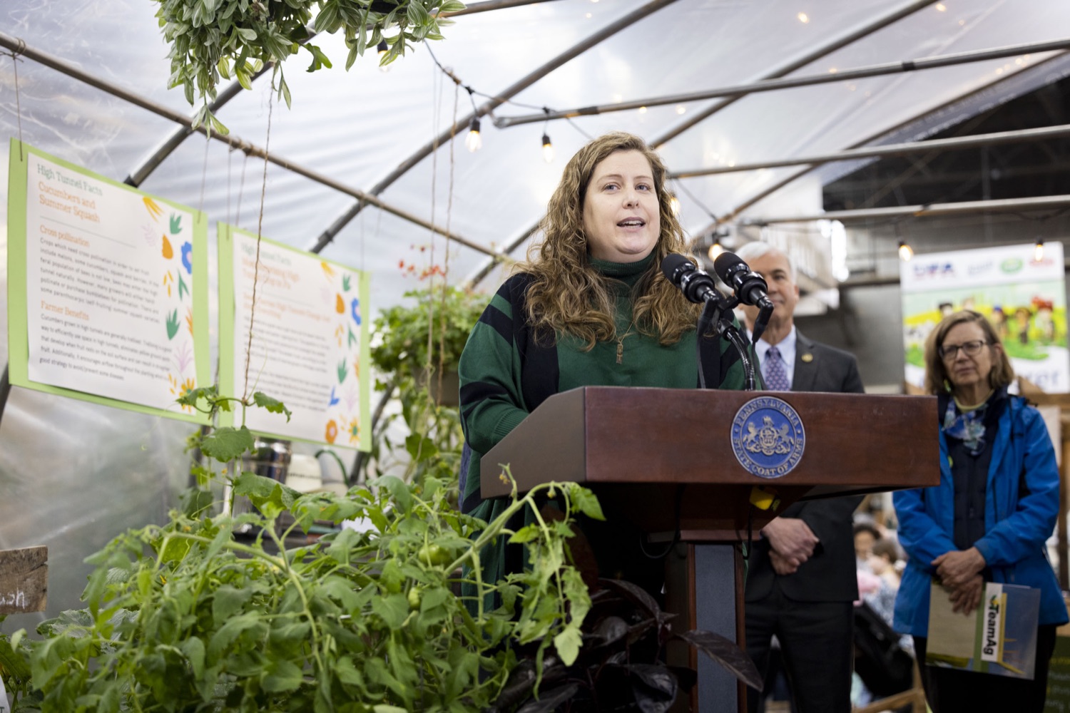 Diana Kobus, Executive Director of PCO, celebrates the Wolf Administrations targeted investments to grow market opportunities for Pennsylvania farmers, including the PA Farm Bill funded PA Preferred® Organic Initiative, in Harrisburg, PA on January 13, 2023.<br><a href="https://filesource.amperwave.net/commonwealthofpa/photo/22478_ag_organic_capstone_22.jpg" target="_blank">⇣ Download Photo</a>