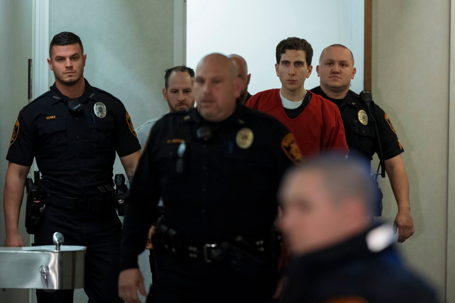 Bryan Kohberger is escorted to an extradition hearing at the Monroe County Courthouse in Stroudsburg on Tuesday, January 3, 2023.<br><a href="https://filesource.amperwave.net/commonwealthofpa/photo/22481_PSP_Kohberger_NK_012.JPG" target="_blank">⇣ Download Photo</a>