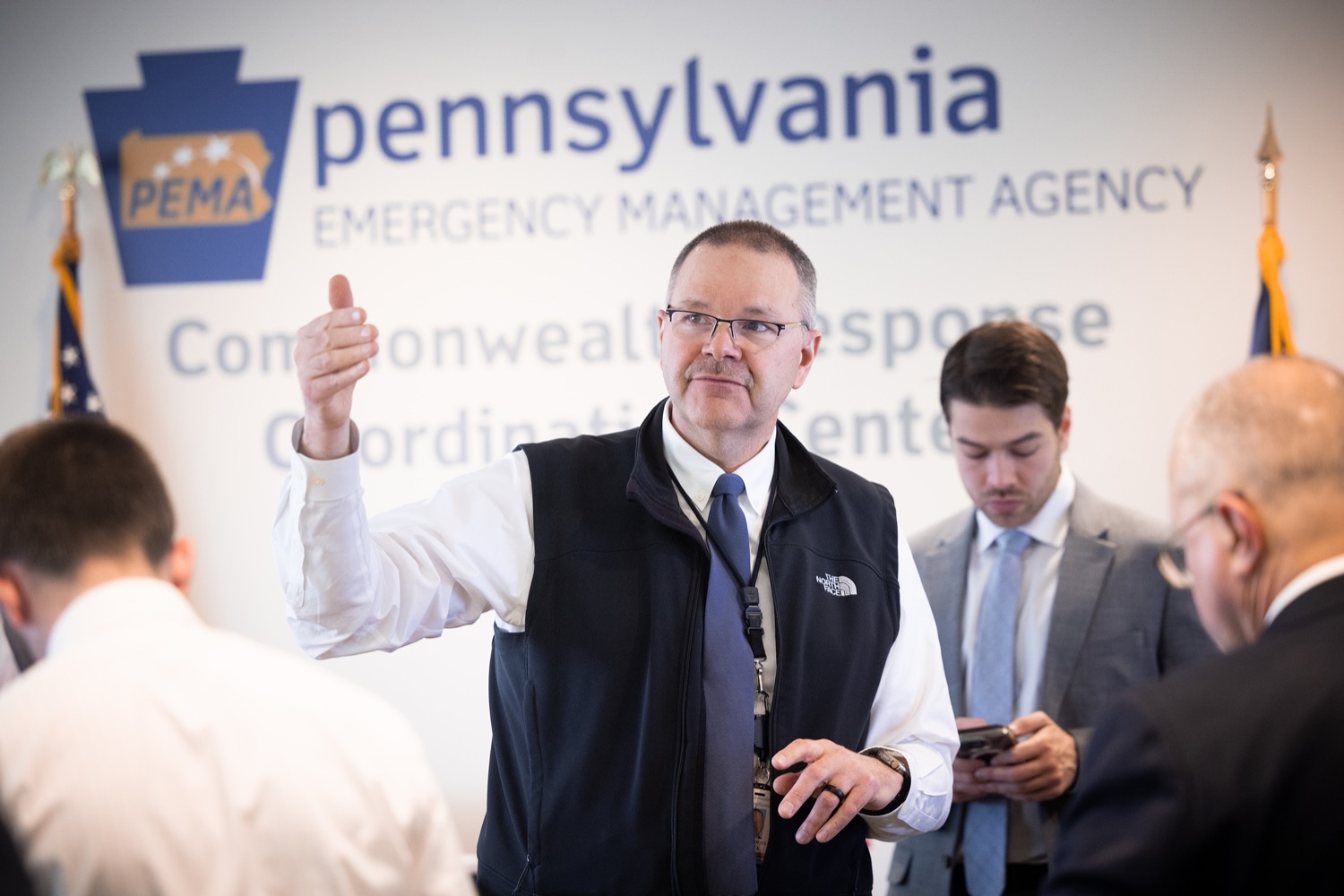 PEMA Director Randy Padfield and emergency management officials Governor Shapiros update on East Palestine train derailment from the PEMA media center.  FEBRUARY 06, 2023 - HARRISBURG, PA<br><a href="https://filesource.amperwave.net/commonwealthofpa/photo/22620_gov_trainDerailment_dz_017.JPG" target="_blank">⇣ Download Photo</a>