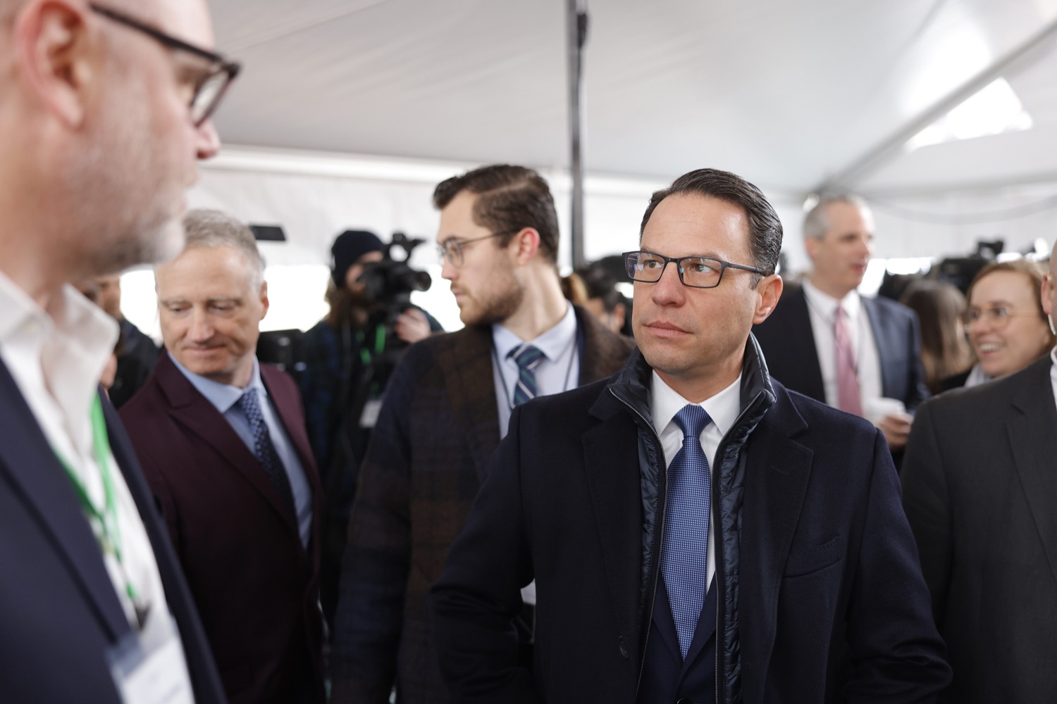 Pennsylvania Governor Josh Shapiro speaks with attendees.  Pennsylvania Governor Josh Shapiro participates in a groundbreaking for Spark Therapeutics at the future site of their new building, at 30th and Chestnut streets.  FEBRUARY 28, 2023 - PHILADELPHIA, PA<br><a href="https://filesource.amperwave.net/commonwealthofpa/photo/22728_gov_spark_dz_0021.JPG" target="_blank">⇣ Download Photo</a>