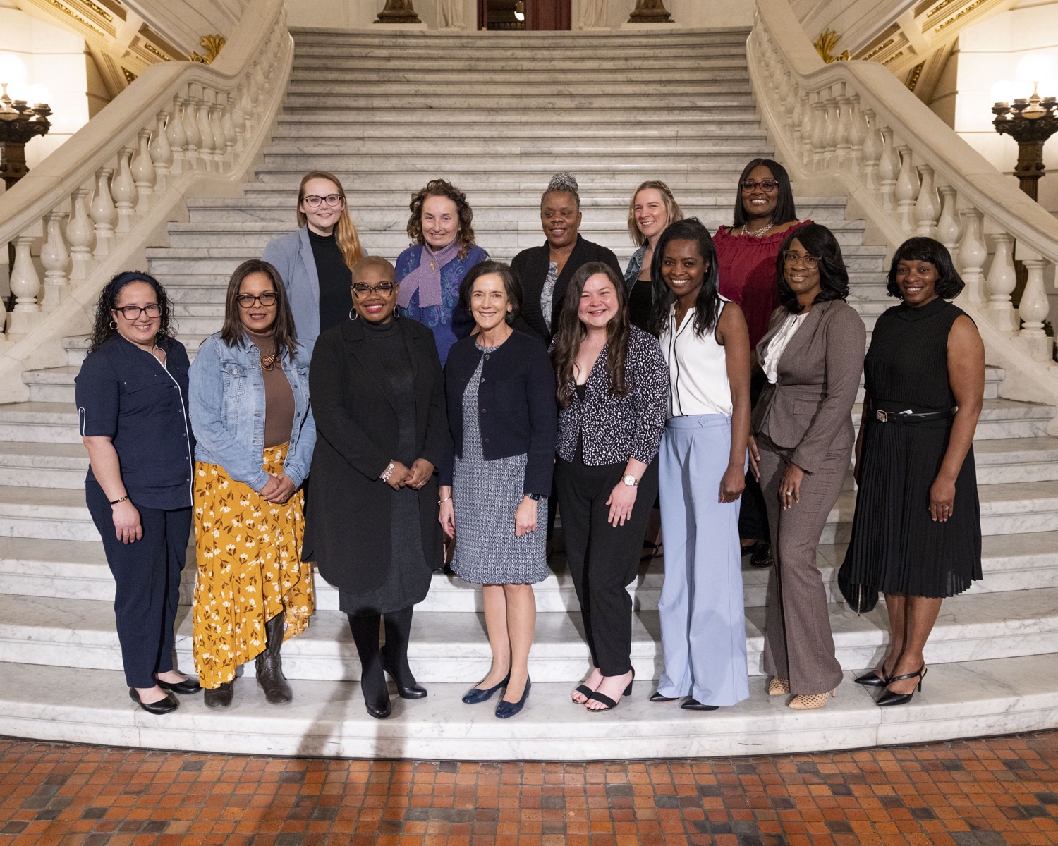 Acting Secretary Dr. Valerie Arkoosh and Shante Brown pose with BRONZE level award recipients for the 2023 Pennsylvania Equity in Early Childhood Education Champion Awards, in Harrisburg, PA on April 18, 2023.<br><a href="https://filesource.amperwave.net/commonwealthofpa/photo/22858_dhs_eceChampion_02.jpg" target="_blank">⇣ Download Photo</a>