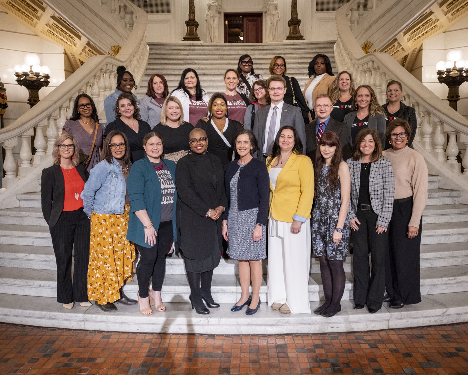 Acting Secretary Dr. Valerie Arkoosh and Shante Brown pose with GOLD level award recipients for the 2023 Pennsylvania Equity in Early Childhood Education Champion Awards, in Harrisburg, PA on April 18, 2023.<br><a href="https://filesource.amperwave.net/commonwealthofpa/photo/22858_dhs_eceChampion_04.jpg" target="_blank">⇣ Download Photo</a>