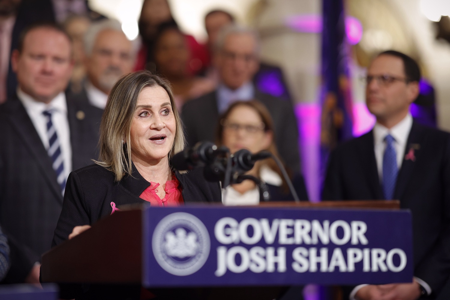 Governor Josh Shapiro signed the first bill of his Administration - Act 1 of 2023, a first-of-its-kind law in the nation that will require insurers to cover preventive breast and ovarian cancer screenings for high-risk women at no cost. MAY 01, 2023 - HARRISBURG, PA<br><a href="https://filesource.amperwave.net/commonwealthofpa/photo/23041_gov_sb8_dz_003.JPG" target="_blank">⇣ Download Photo</a>