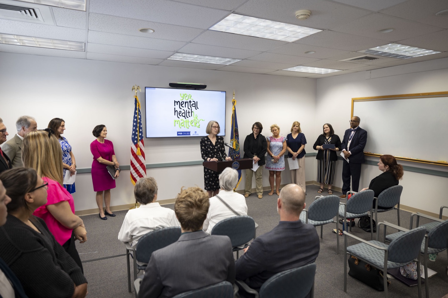 Camille Marion, wife of the late Dennis Marion, a champion of mental health services, honors Cumberland-Perry mental health services employee Megan Johnston, in Carlisle, PA on May 24, 2023.<br><a href="https://filesource.amperwave.net/commonwealthofpa/photo/23090_dhs_mentalHealth_02.jpg" target="_blank">⇣ Download Photo</a>