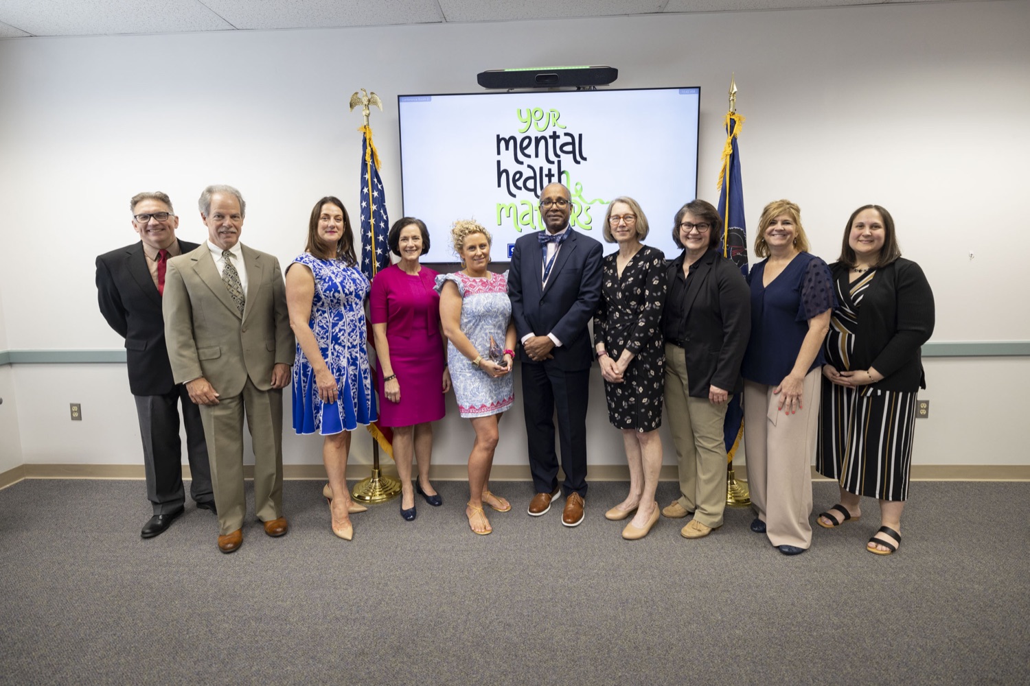 The Shapiro Administration and County Officials honor a Cumberland-Perry mental health services employee while discussing the importance of increasing funding for county mental health programs, in Carlisle, PA May 24, 2023.<br><a href="https://filesource.amperwave.net/commonwealthofpa/photo/23090_dhs_mentalHealth_05.jpg" target="_blank">⇣ Download Photo</a>
