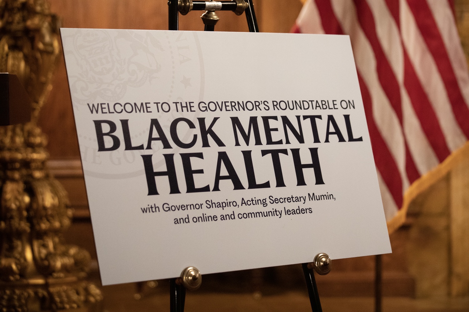 Governor Shapiro leads a roundtable discussion on Black mental health with content creators, community leaders, and clinicians to discuss how his budget invests in mental health services for Black communities across the Commonwealth. He is joined by Acting Secretary of Education Dr. Khalid Mumin and First Lady Shapiro. Attendees include: LaToi Storr, Jasiri X, Jasmine Green, Farida Boyer, Stephen Sharp, Julius Boatwright, Johnnie Geathers, Dr. Channing L. Moreland, and Jessica Gurley. Pictured here is a moment from the roundtable discussion.<br><a href="https://filesource.amperwave.net/commonwealthofpa/photo/23156_Gov_Black_Mental_Health_JP_08.jpg" target="_blank">⇣ Download Photo</a>