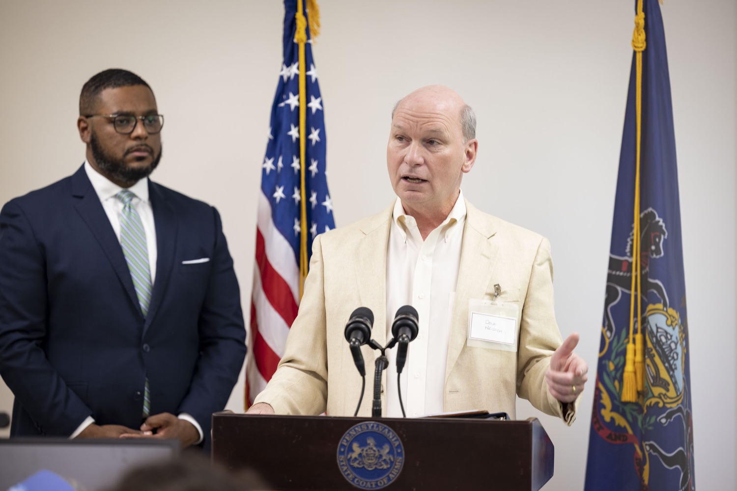 Doug Neidich, Steering Committee Member for Tec Centro Capital Region and Chief Executive Officer of GreenWorks Development, highlights the importance of adult workforce development, in Lancaster, PA on June 1, 2023.<br><a href="https://filesource.amperwave.net/commonwealthofpa/photo/23168_lg_tecCentro_cz_22.jpg" target="_blank">⇣ Download Photo</a>