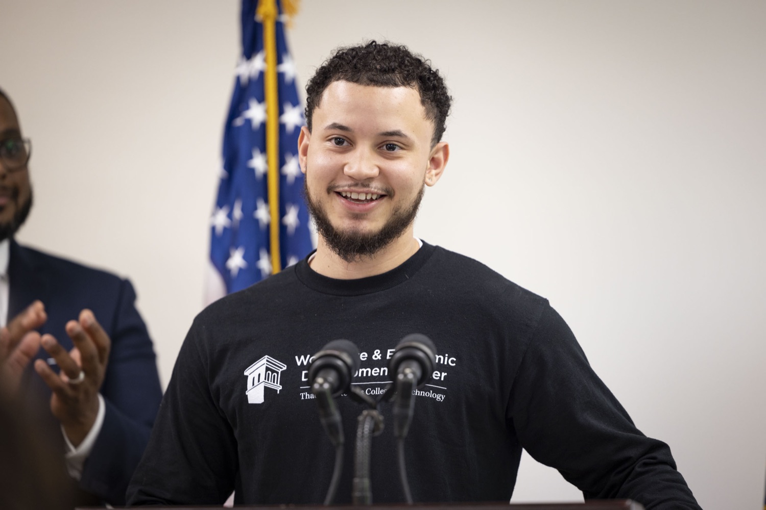 Alexander Dominguez, an HVAC Program student set to graduate this June, discusses his experience in Tec Centro's adult workforce development program, in Lancaster, PA on June 1, 2023.<br><a href="https://filesource.amperwave.net/commonwealthofpa/photo/23168_lg_tecCentro_cz_23.jpg" target="_blank">⇣ Download Photo</a>
