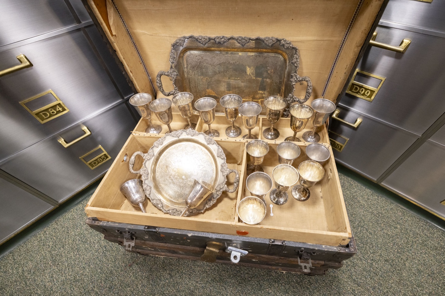 Treasurer Stacy Garrity gives a tour of the historic vault, showing examples of tangible property including military decorations, fine jewelry, antique silver, musical instruments, and other items, in Harrisburg, PA on July 20, 2023.<br><a href="https://filesource.amperwave.net/commonwealthofpa/photo/23247_treas_vault_cz_16.jpg" target="_blank">⇣ Download Photo</a>