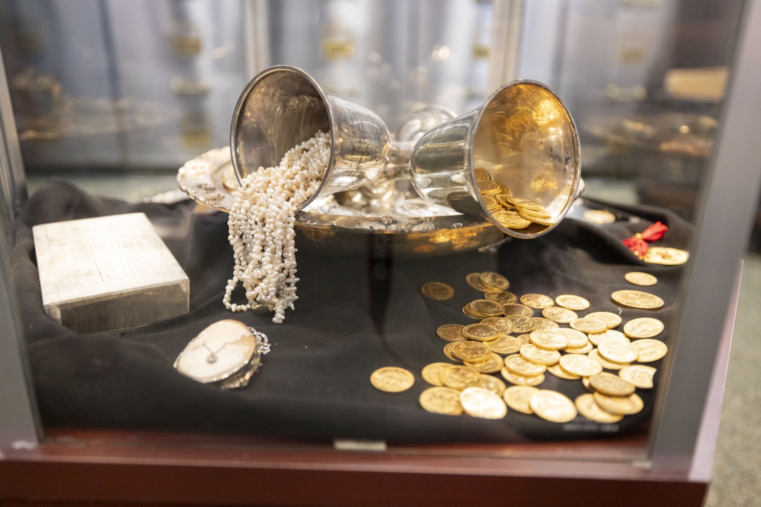 Treasurer Stacy Garrity gives a tour of the historic vault, showing examples of tangible property including military decorations, fine jewelry, antique silver, musical instruments, and other items, in Harrisburg, PA on July 20, 2023.<br><a href="https://filesource.amperwave.net/commonwealthofpa/photo/23247_treas_vault_cz_17.jpg" target="_blank">⇣ Download Photo</a>