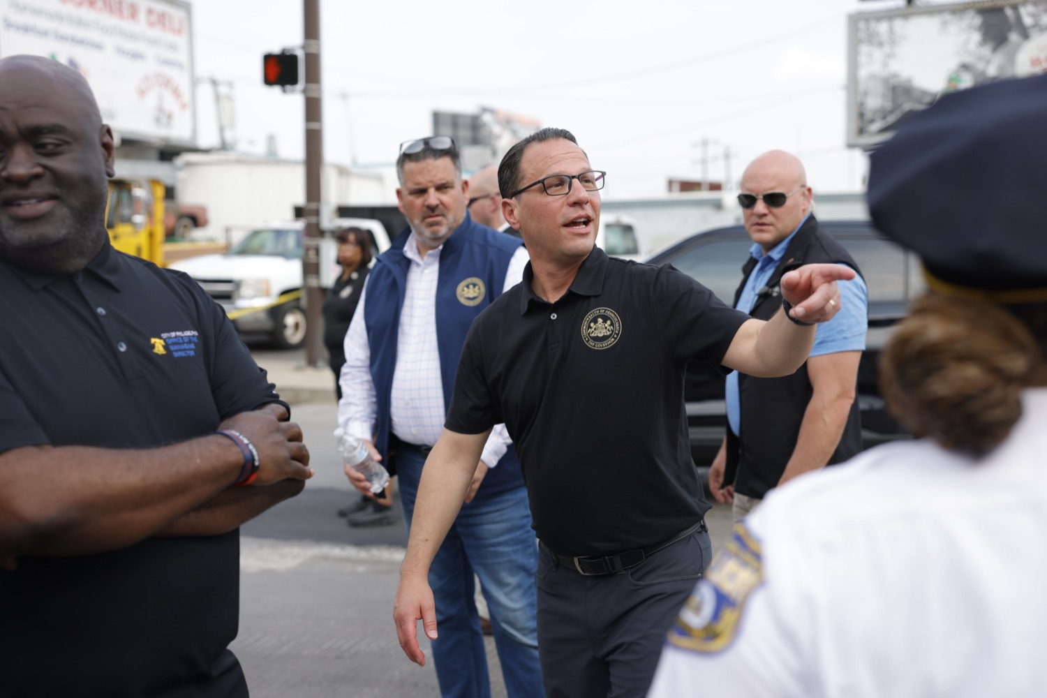 Governor Josh Shapiro, along with officials from the Shapiro Administration, the City of Philadelphia, and SEPTA provided an update on the response to the vehicle fire on the Route 73/Cottman Avenue ramp under Interstate 95 in Philadelphia, which caused the roadway in this area to partially collapse, and heavily damaged the southbound structure. The interstate is closed in both directions..."Interstate 95 is a critical artery that supports our economy and plays an important role in Pennsylvanians' day to day lives. My Administration is all hands on deck to repair this safely and as efficiently as possible," said Governor Shapiro. "We will rebuild and recover - and in the meantime, we will make sure people can get to where they need to go safely."..This morning, according to first responders in Philadelphia and the Pennsylvania State Police, at approximately 6:20am, a vehicle fire under I-95 near the Cottman Avenue exit in Northeast Philadelphia caused a portion of the highway to collapse. Preliminary reports indicate a commercial truck carrying a petroleum-based product was the source of the fire. Since the crash occurred, PEMA has also been on-site, coordinating response efforts with local and federal partners.  JUNE 11, 2023 - PHILADELPHIA, PA.<br><a href="https://filesource.amperwave.net/commonwealthofpa/photo/23248_gov_I95Collapse_dz_016.JPG" target="_blank">⇣ Download Photo</a>