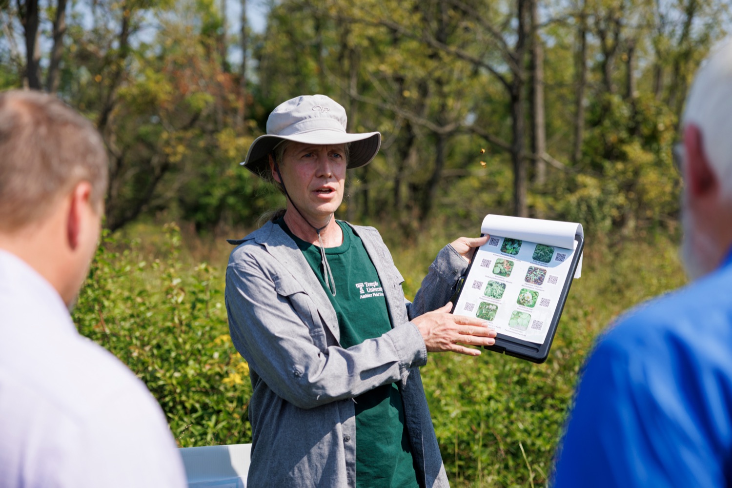 Dr. Brent Sewell, associate professor, Dept. of Biology, Temple University, leads a tour at Ambler Field Station where Temple University is conducting invasive species research and management on Friday, September 8, 2023.<br><a href="https://filesource.amperwave.net/commonwealthofpa/photo/23666_AGRIC_Invasive_Species_NK_005.JPG" target="_blank">⇣ Download Photo</a>