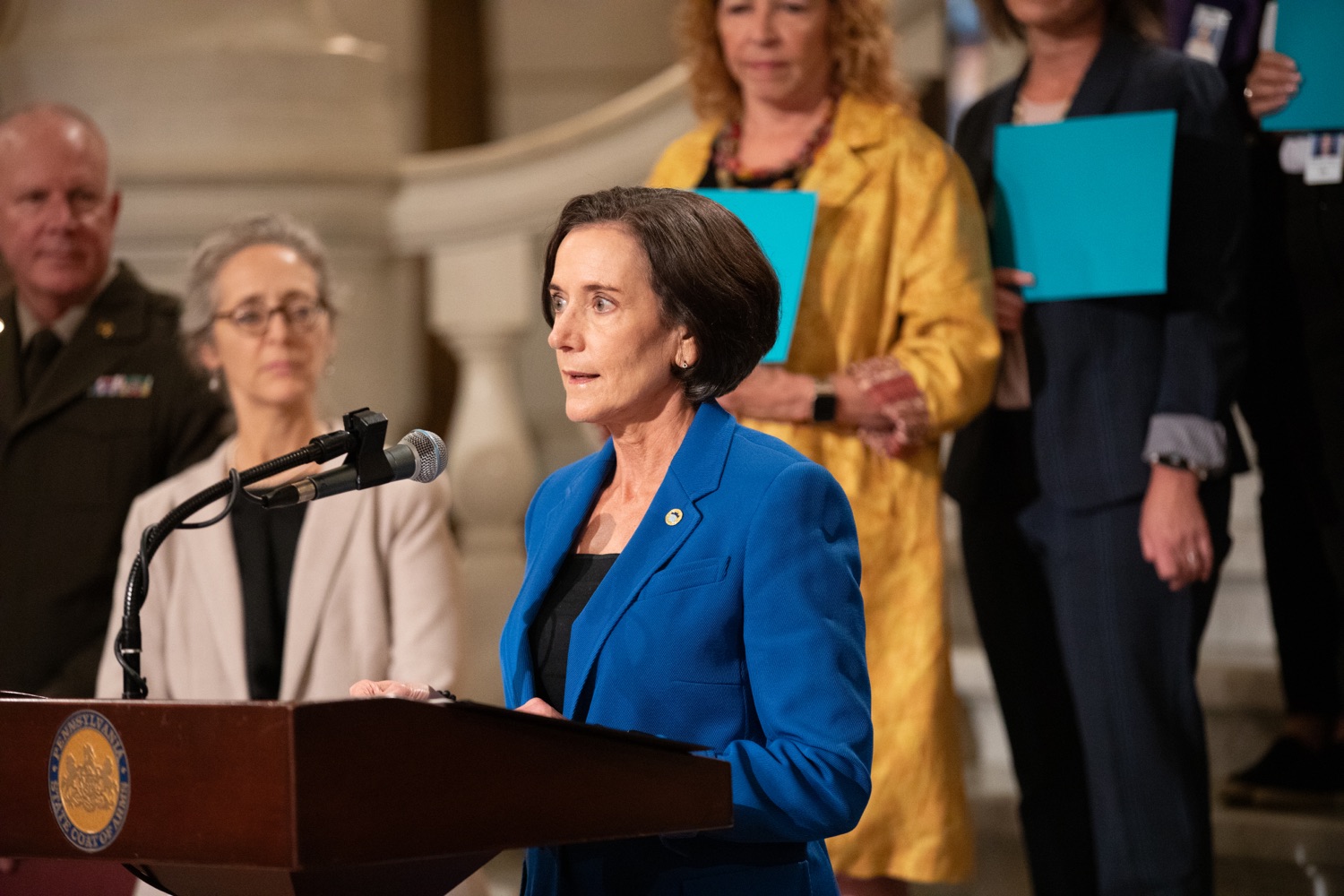 DHS Secretary Dr. Val Arkoosh speaks at Pennsylvanias Suicide Prevention Month Press Conference at the State Capital in Harrisburg, PA.<br><a href="https://filesource.amperwave.net/commonwealthofpa/photo/23696_dhs_suicidePrevention-3.jpg" target="_blank">⇣ Download Photo</a>