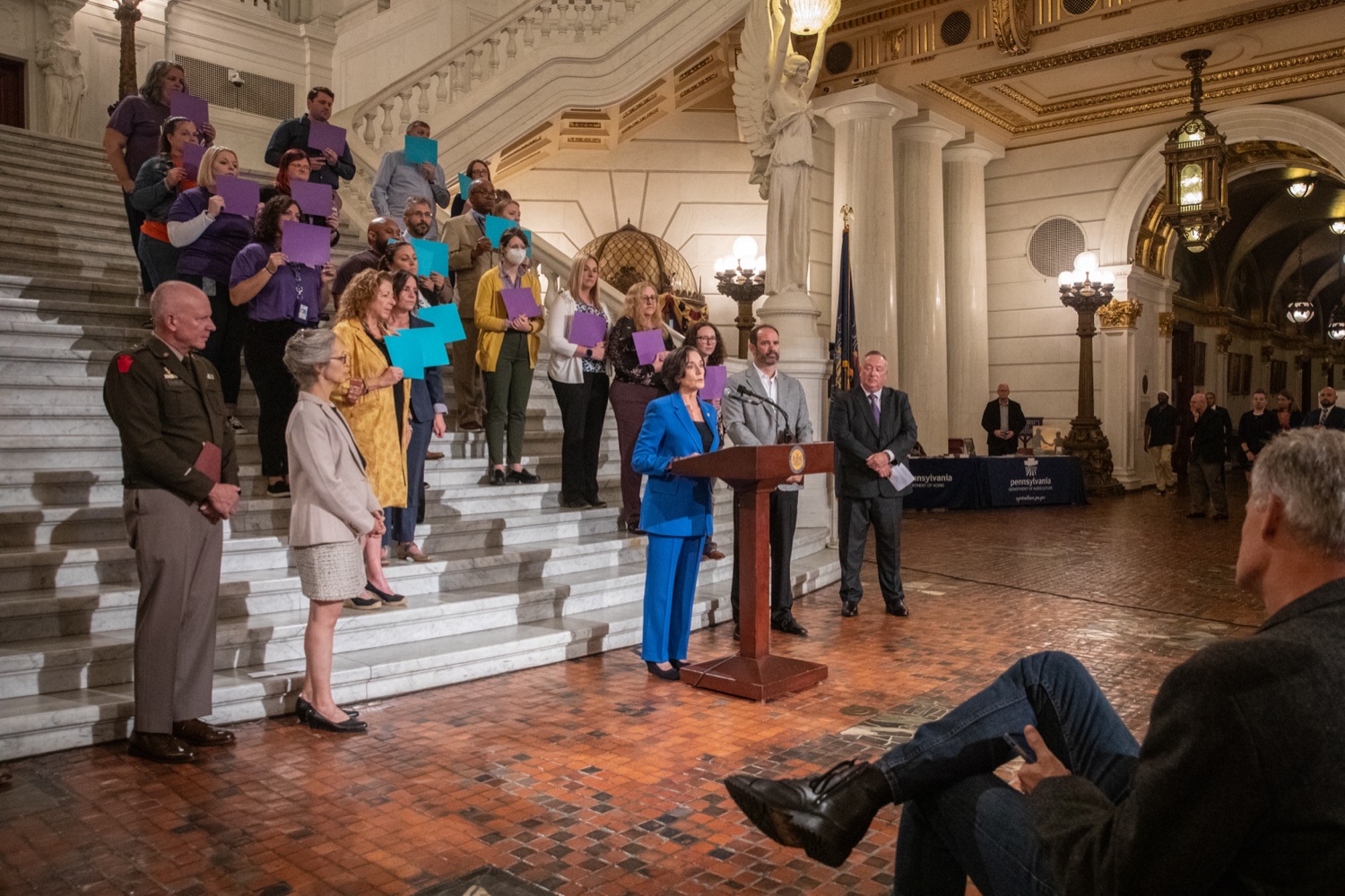 DHS Secretary Dr. Val Arkoosh speaks at Pennsylvanias Suicide Prevention Month Press Conference at the State Capital in Harrisburg, PA.<br><a href="https://filesource.amperwave.net/commonwealthofpa/photo/23696_dhs_suicidePrevention-40.jpg" target="_blank">⇣ Download Photo</a>