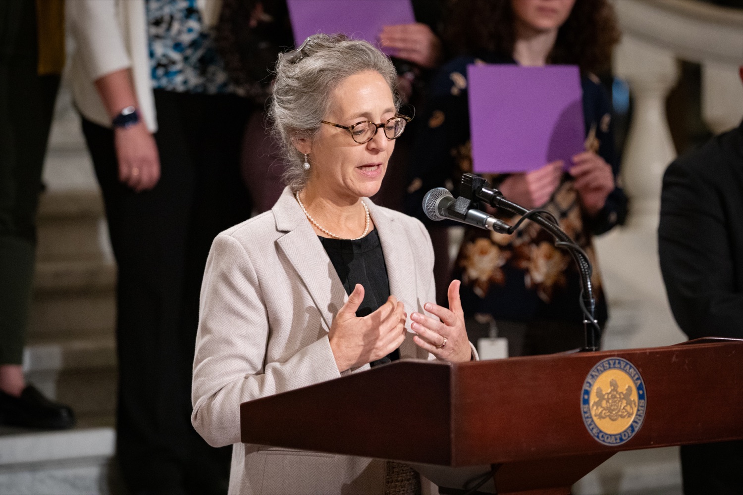 Department of Health Acting Secretary, Dr. Debra Bogen, speaks at Pennsylvanias Suicide Prevention Month Press Conference at the State Capital in Harrisburg, PA.<br><a href="https://filesource.amperwave.net/commonwealthofpa/photo/23696_dhs_suicidePrevention-8.jpg" target="_blank">⇣ Download Photo</a>